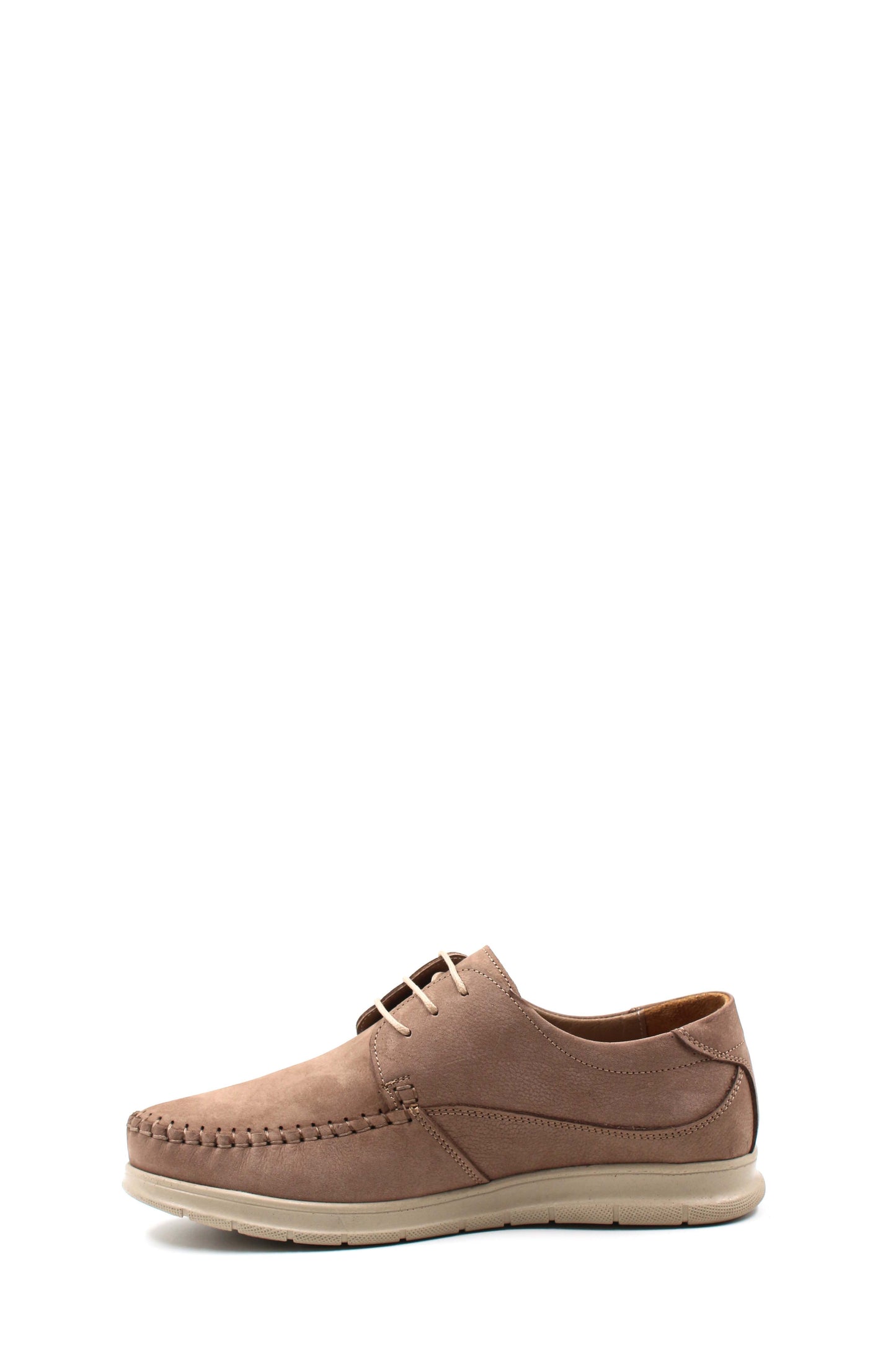 KOALA SYDNEY Men's Taupe Suede Lace-Up Shoes with Moc Toe and Cushioned Sole