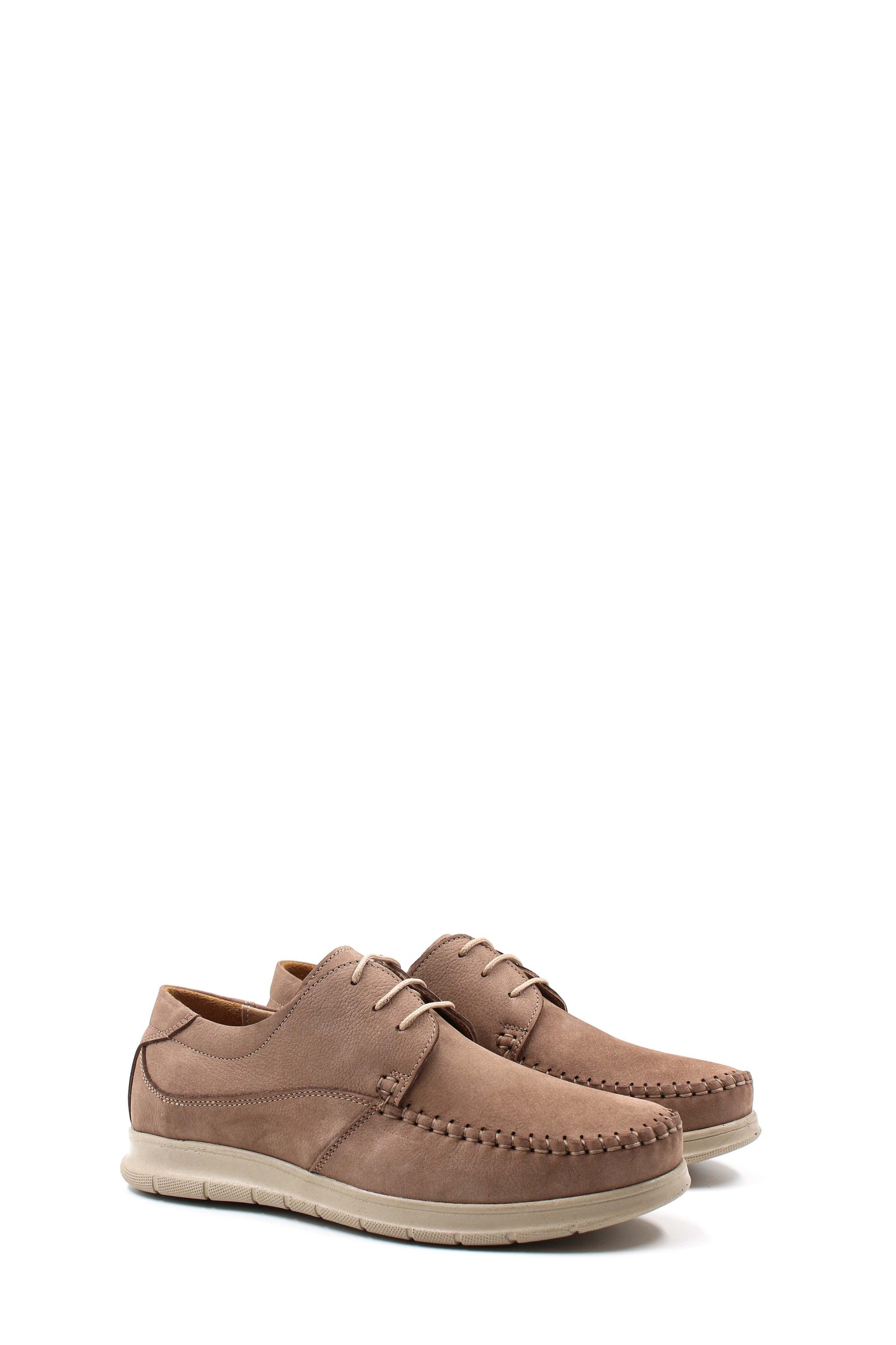 KOALA SYDNEY Men's Taupe Suede Lace-Up Shoes with Moc Toe and Cushioned Sole