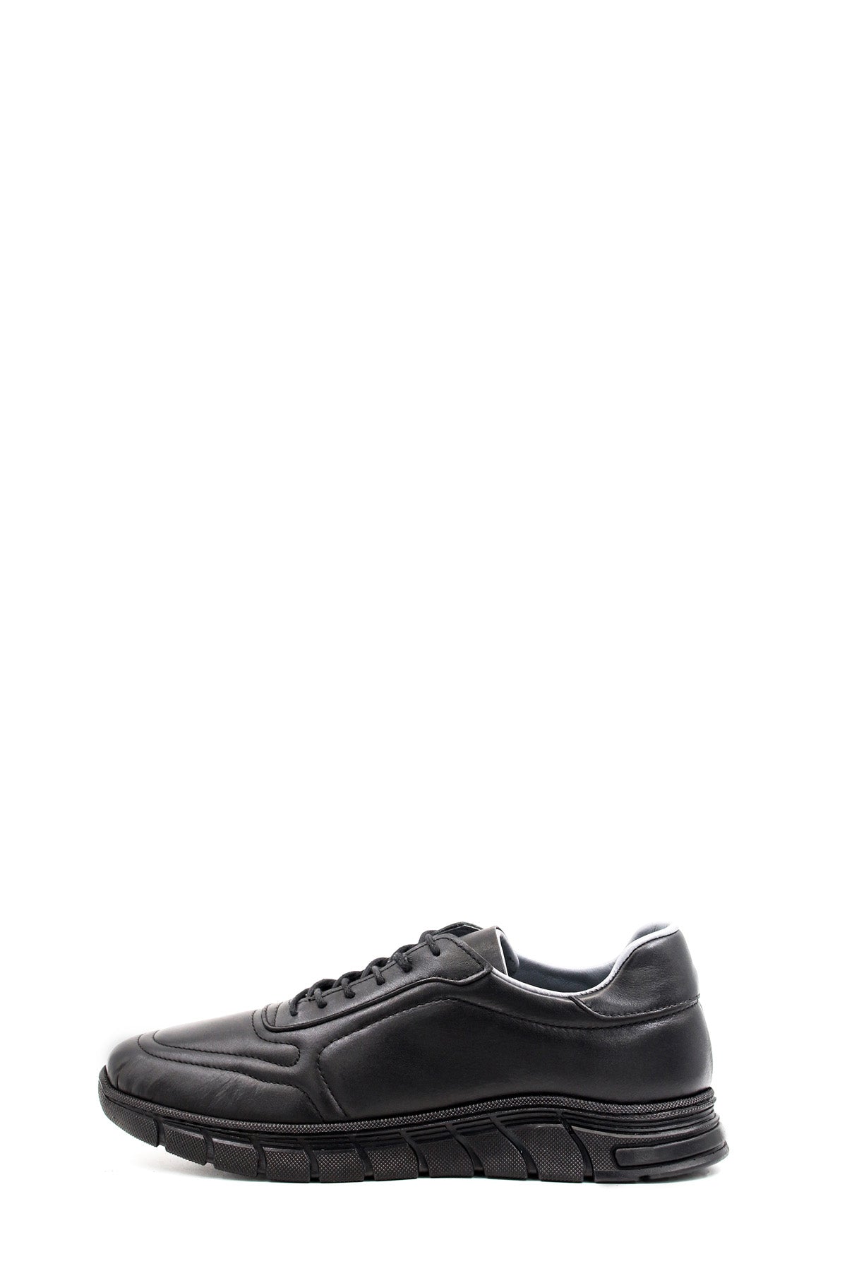 KOALA SYDNEY Men's All-Black Leather Sneakers with Textured Sole