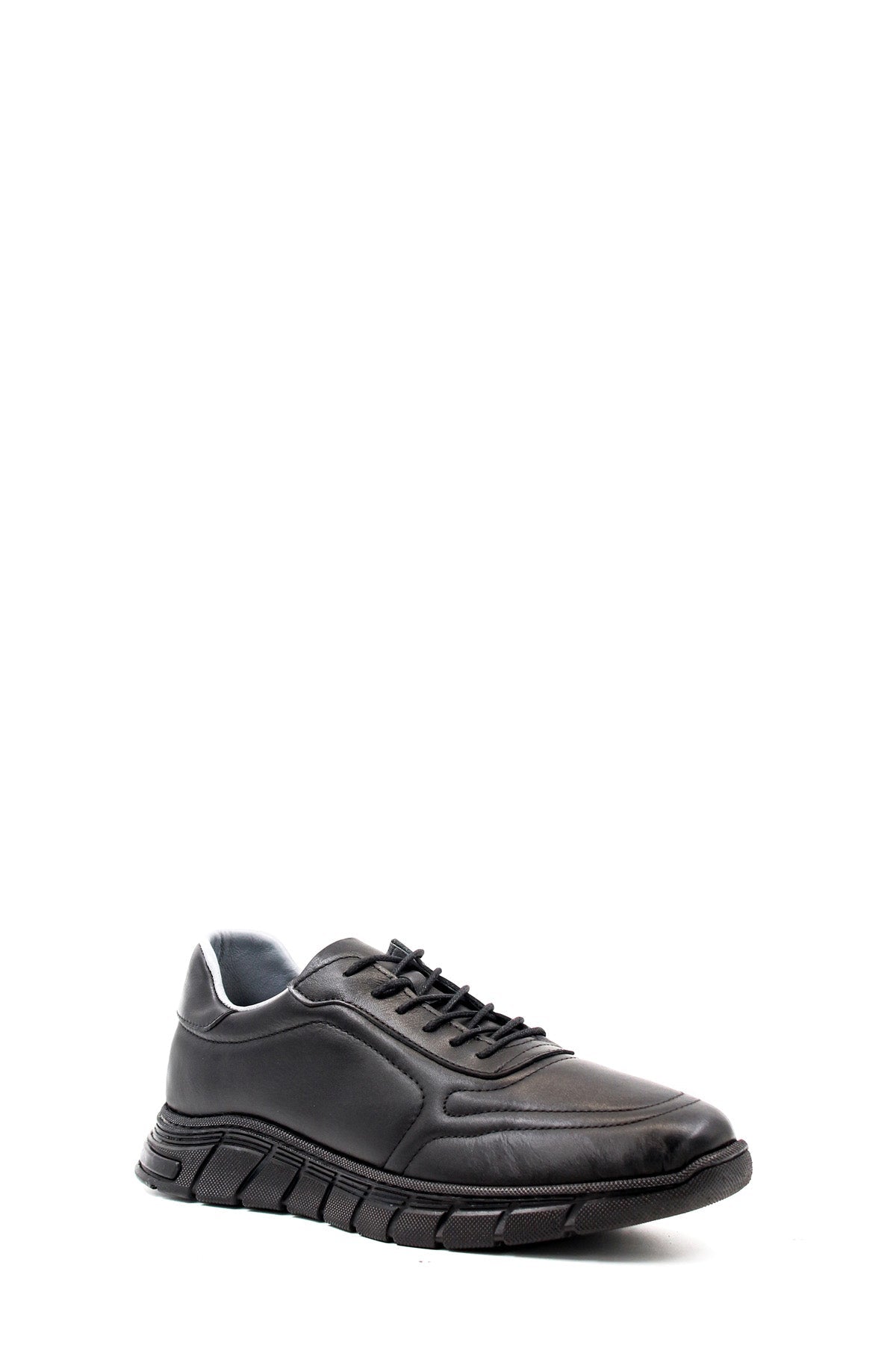 KOALA SYDNEY Men's All-Black Leather Sneakers with Textured Sole