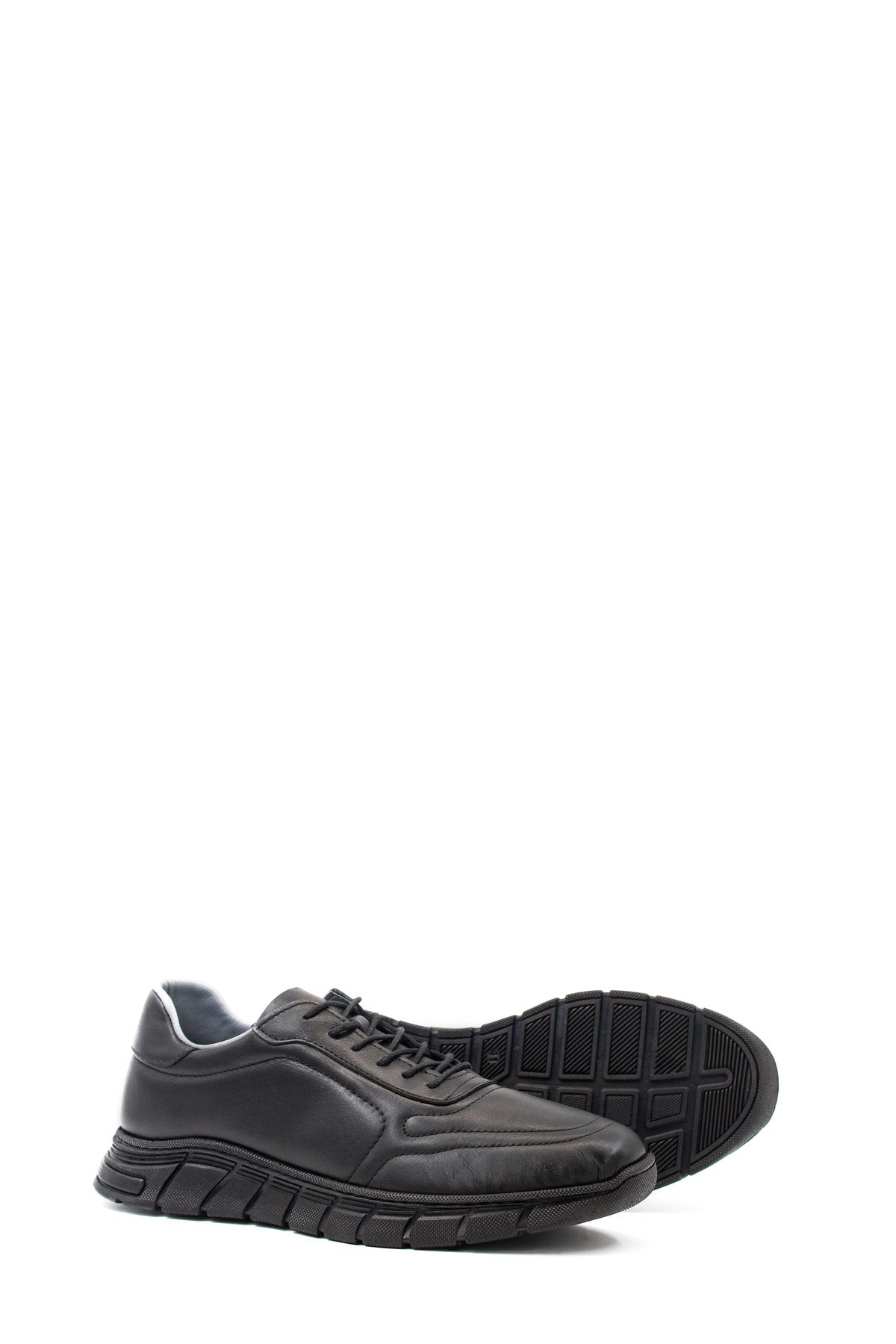 KOALA SYDNEY Men's All-Black Leather Sneakers with Textured Sole