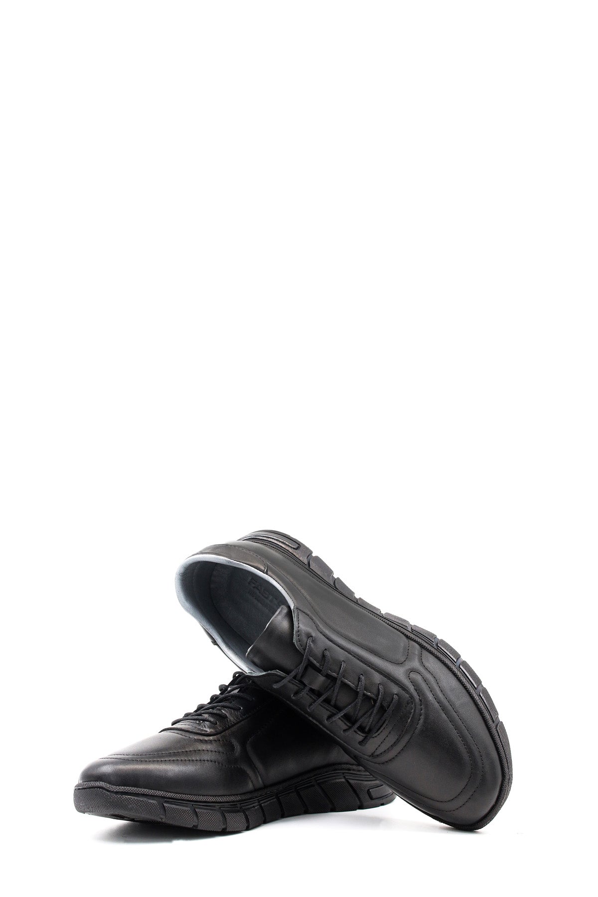 KOALA SYDNEY Men's All-Black Leather Sneakers with Textured Sole