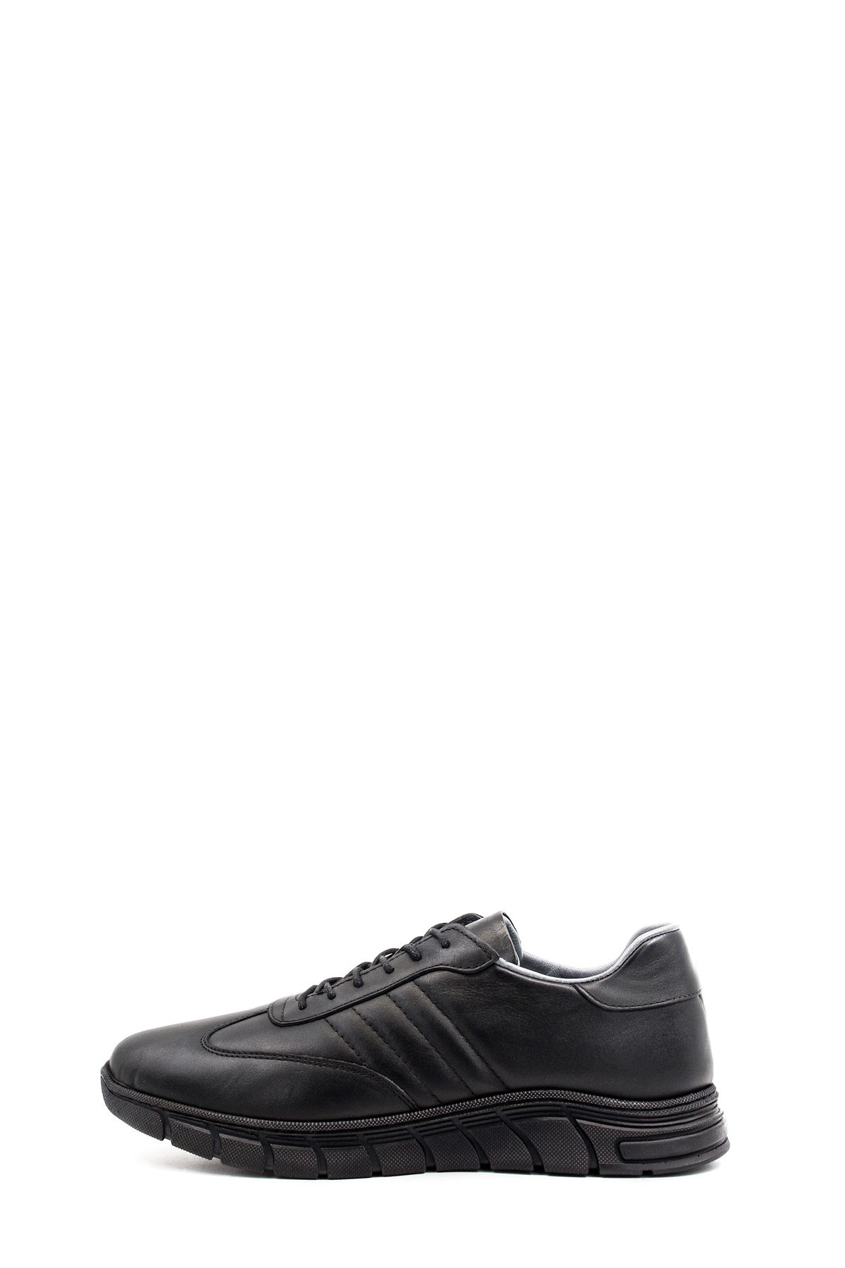 Men's Black Leather Athletic Comfort Shoes-Wessi