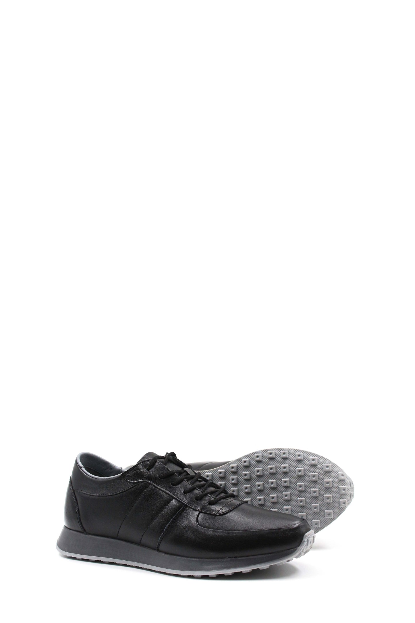 KOALA SYDNEY Men's Black Leather Sneakers with Grey Sole