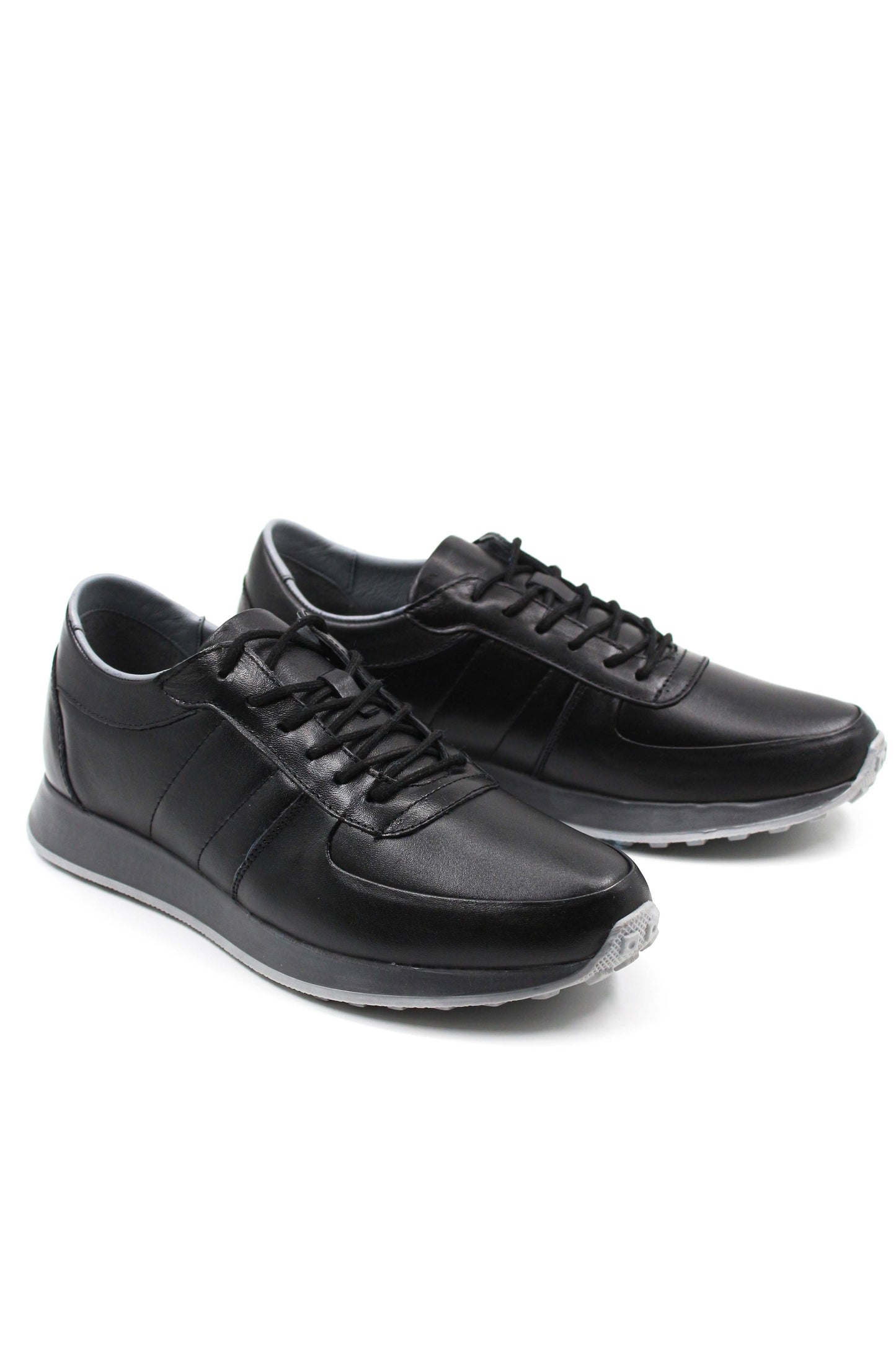 KOALA SYDNEY Men's Black Leather Sneakers with Grey Sole