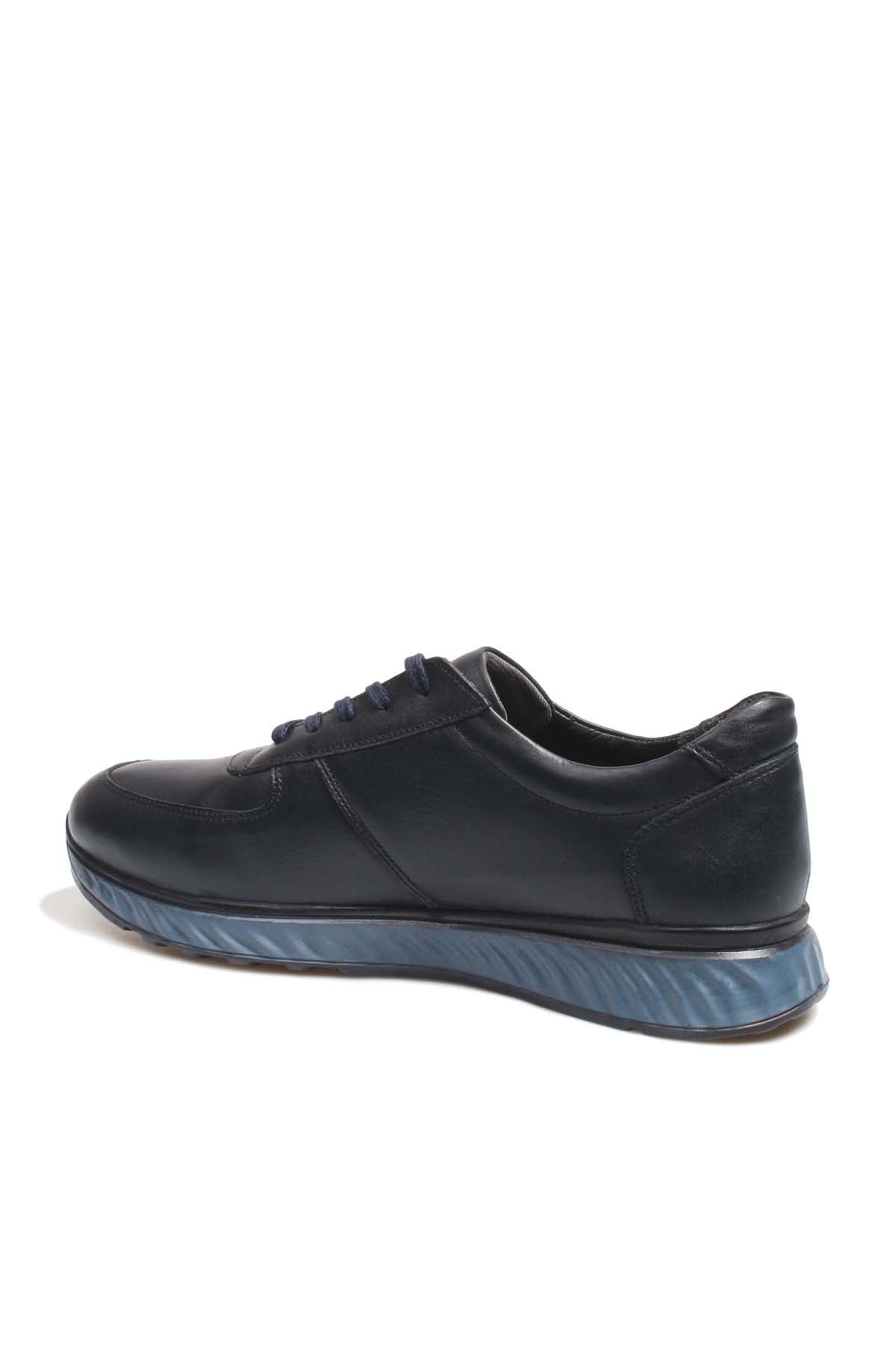 KOALA SYDNEY Men's Navy Blue Leather Sneakers with Blue Sole
