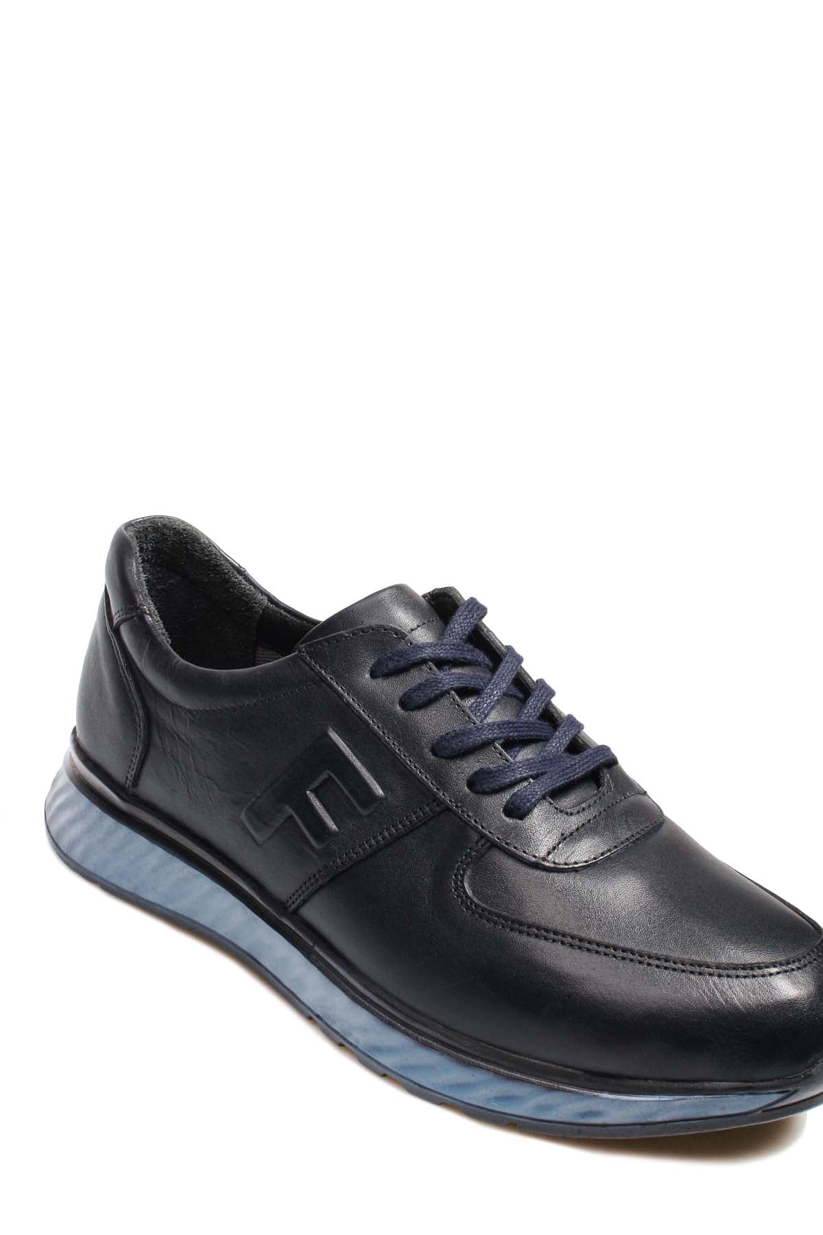 KOALA SYDNEY Men's Navy Blue Leather Sneakers with Blue Sole