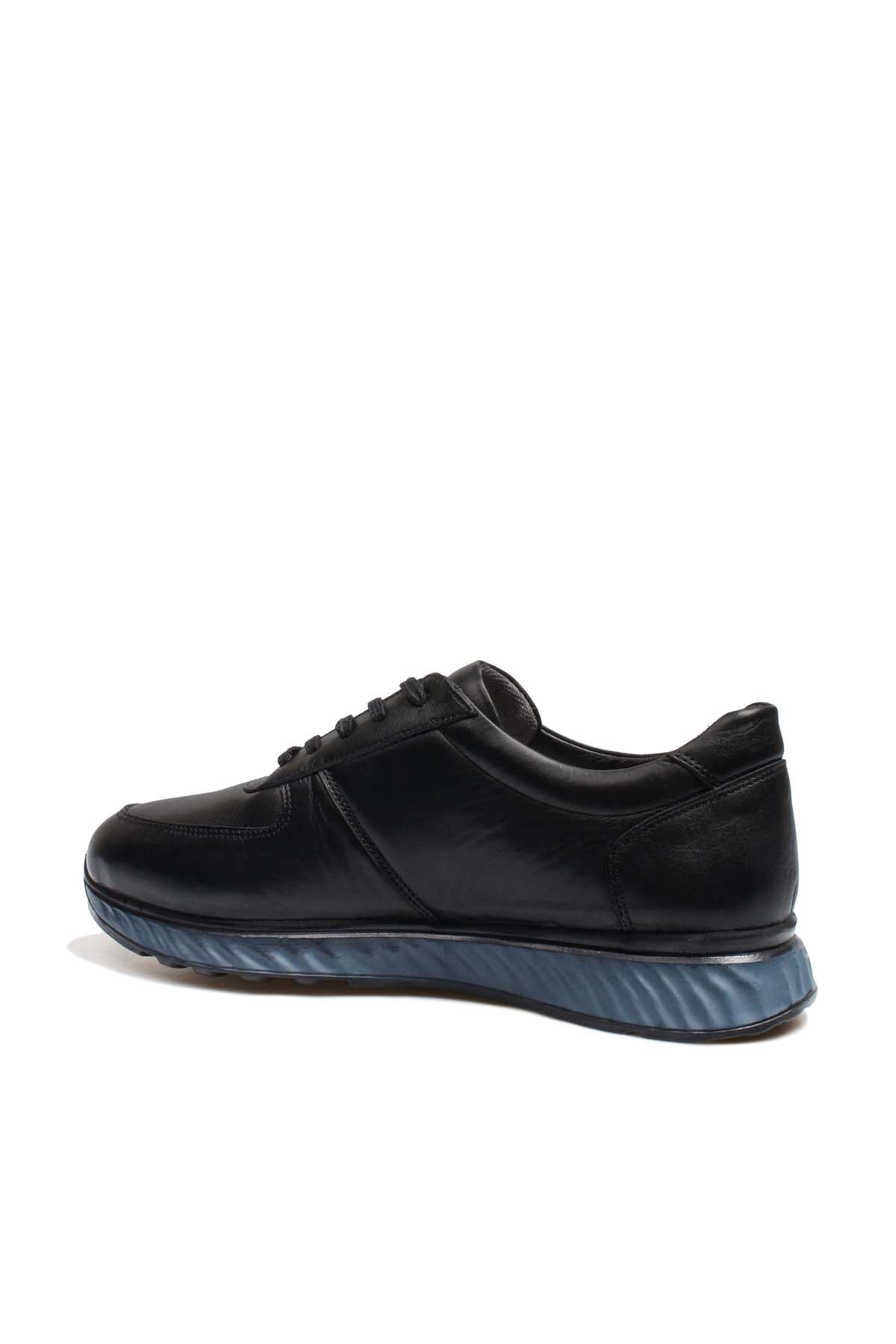KOALA SYDNEY Men's Black Leather Casual Shoes with Blue Sole