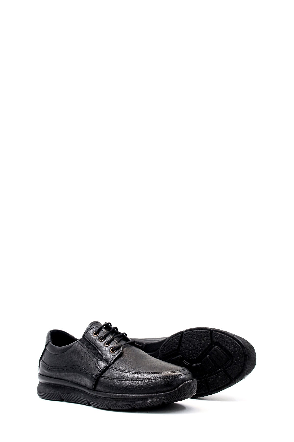 Men's Black Leather Casual Shoes-Wessi