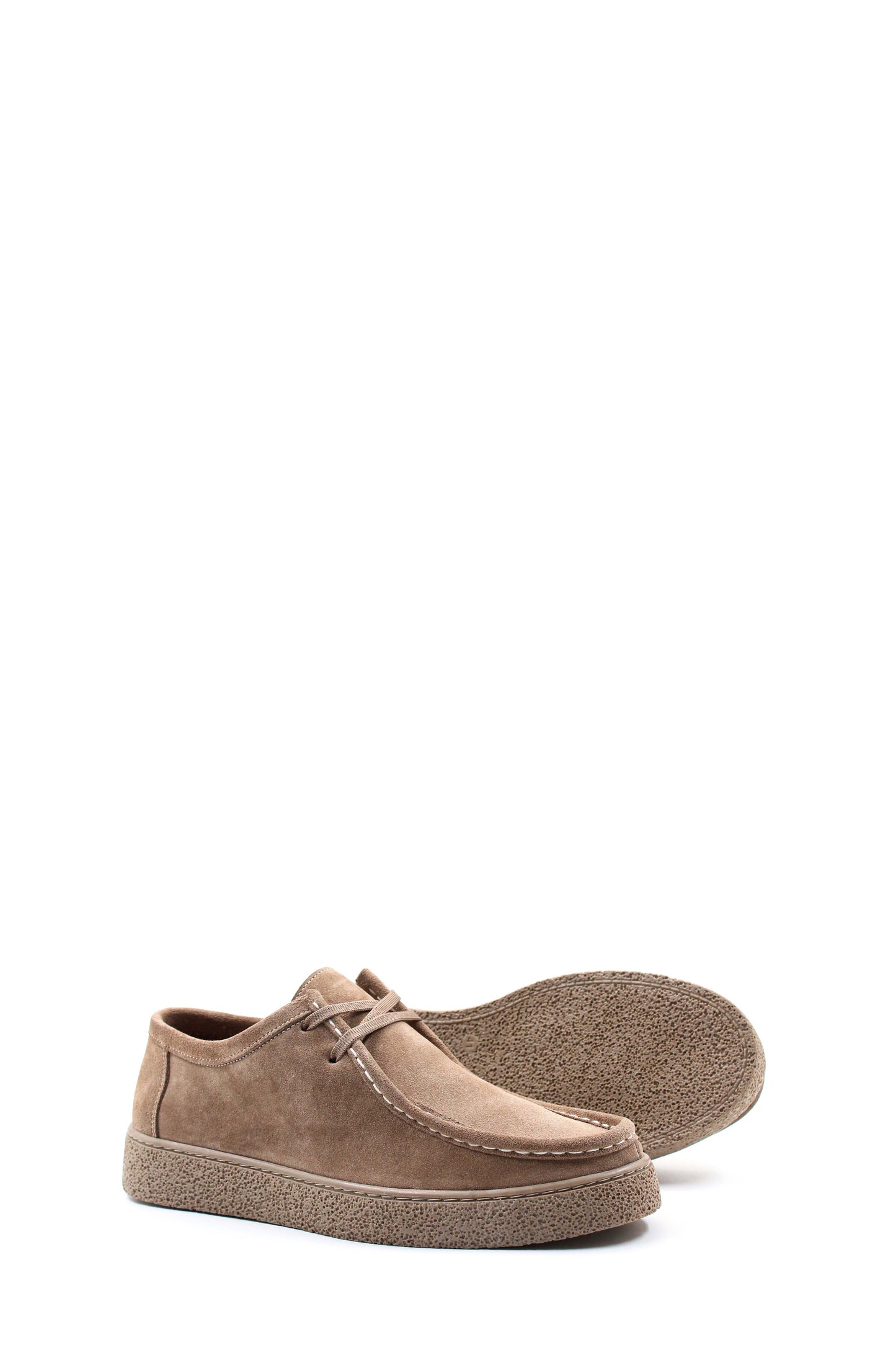 KOALA SYDNEY Men's Beige Suede Lace-Up Shoes with Textured Sole and Moccasin Stitching