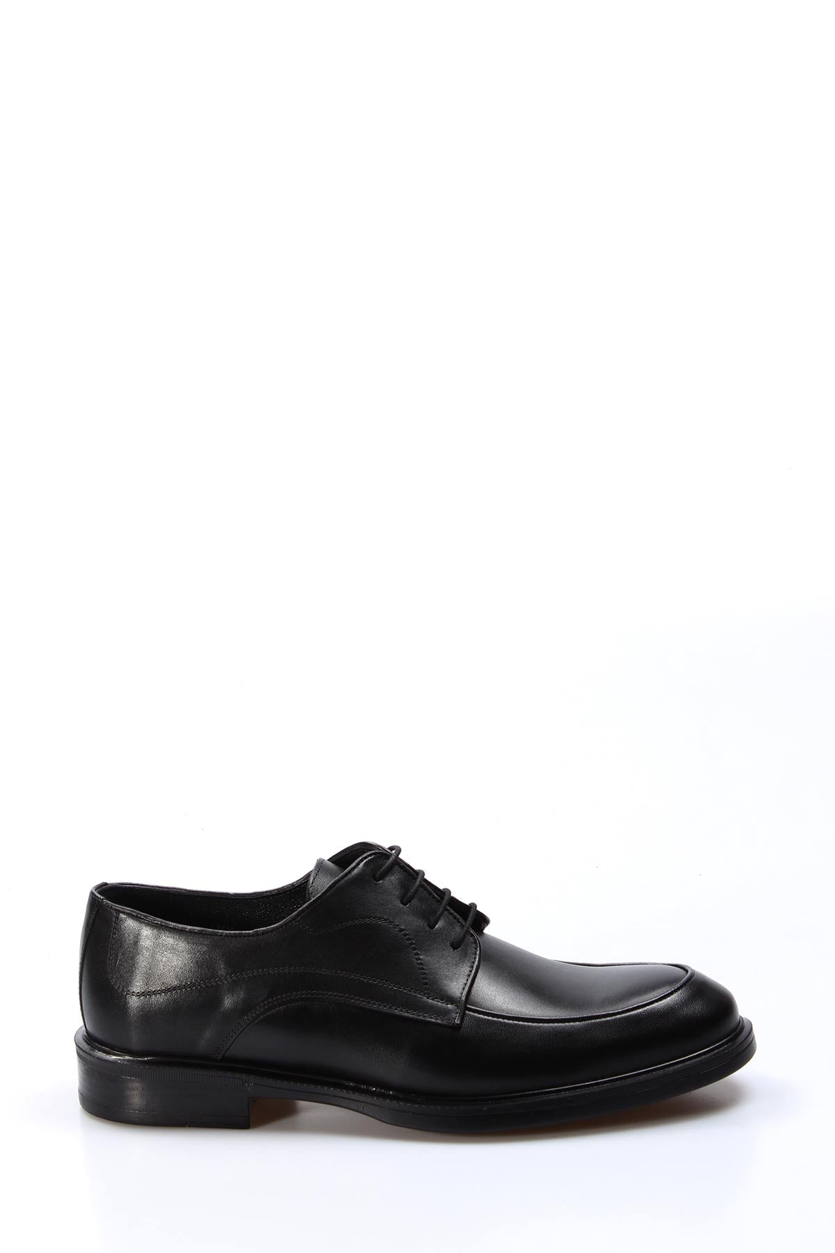 KOALA SYDNEY Men's Black Leather Derby Shoes with Subtle Stitch Detailing
