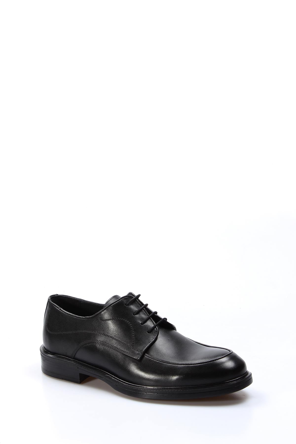 KOALA SYDNEY Men's Black Leather Derby Shoes with Subtle Stitch Detailing