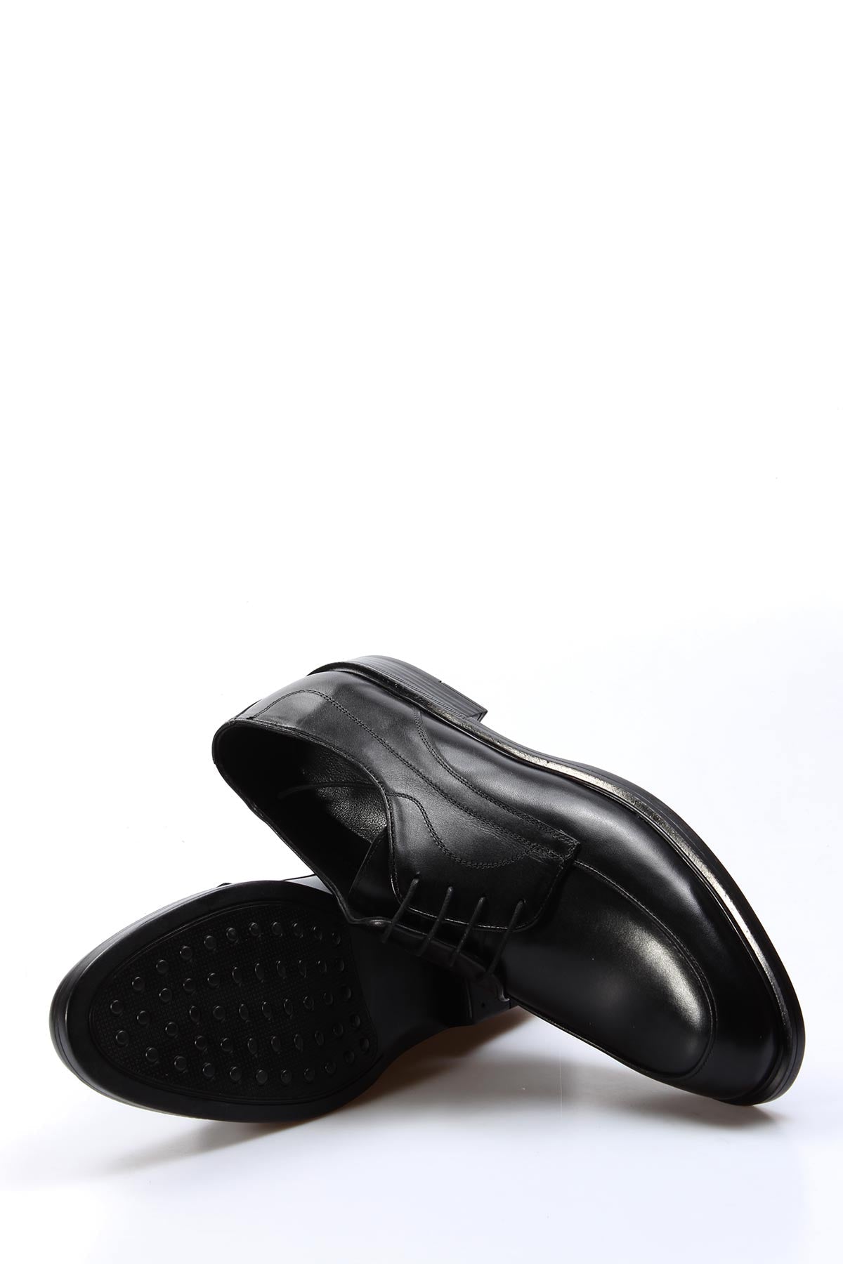 KOALA SYDNEY Men's Black Leather Derby Shoes with Subtle Stitch Detailing