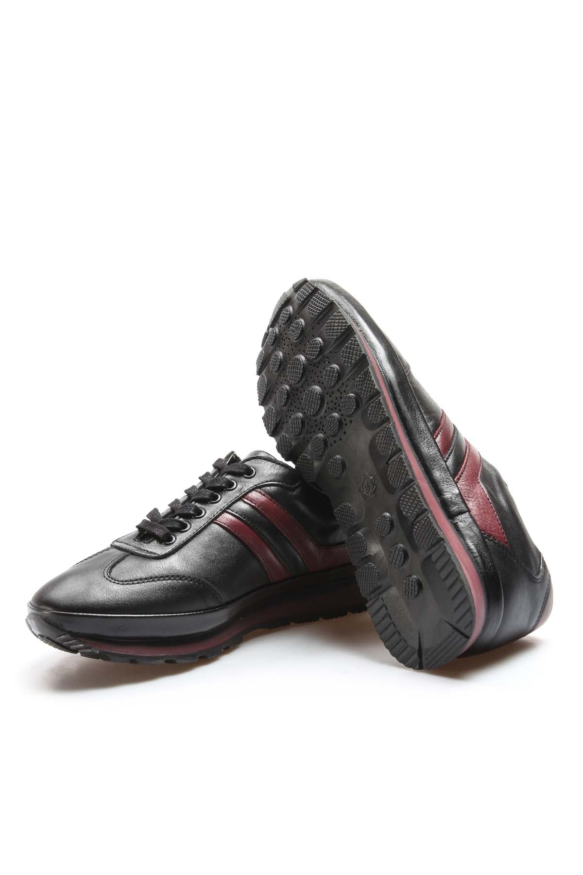 KOALA SYDNEY Men's Black and Burgundy Leather Sneakers