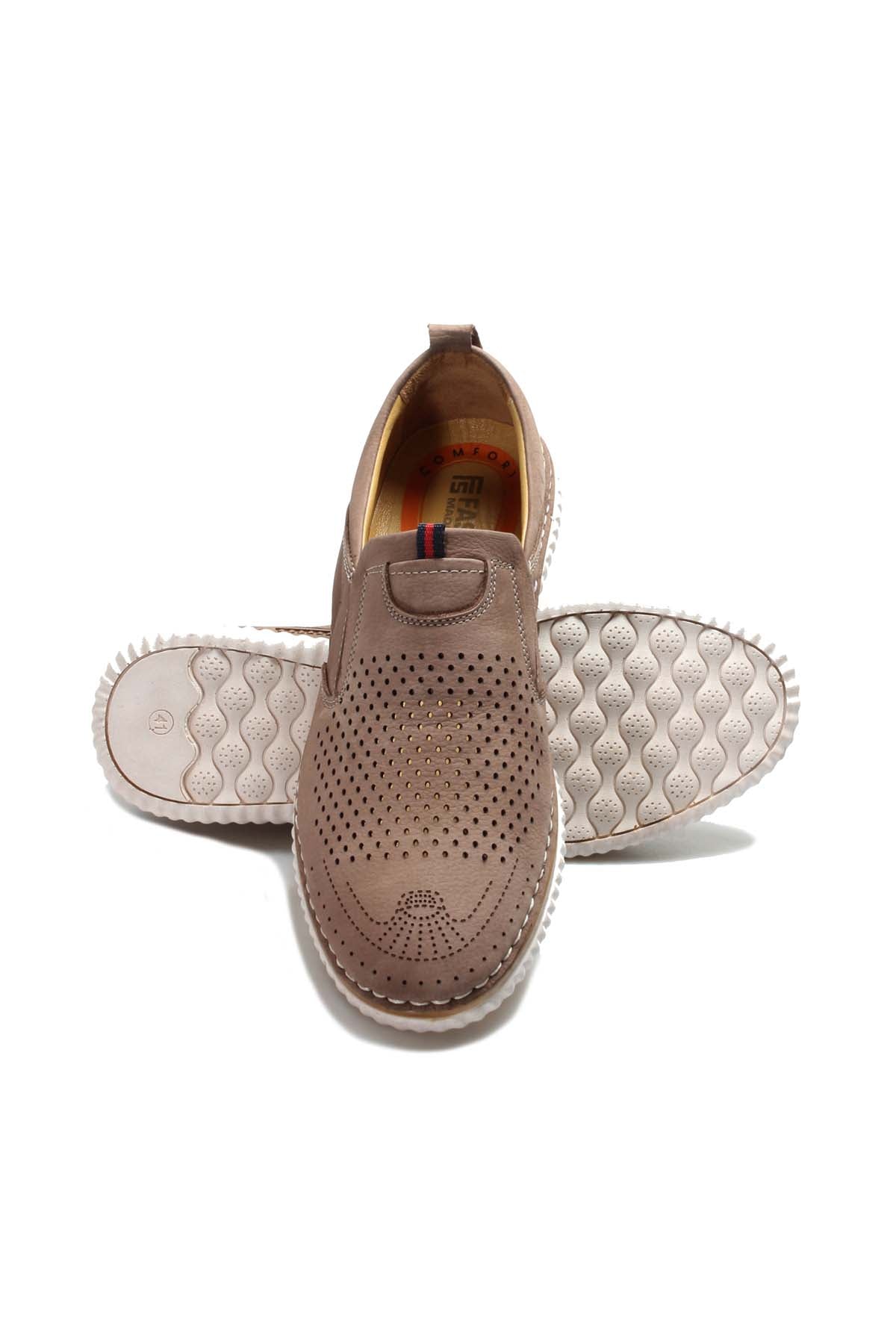 KOALA SYDNEY Men's Beige Perforated Slip-On Loafers with Cushioned Sole