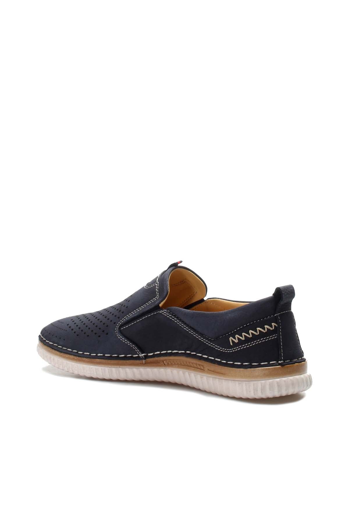 KOALA SYDNEY Men's Navy Blue Perforated Slip-On Loafers with Contrast Stitching and Cushioned Sole