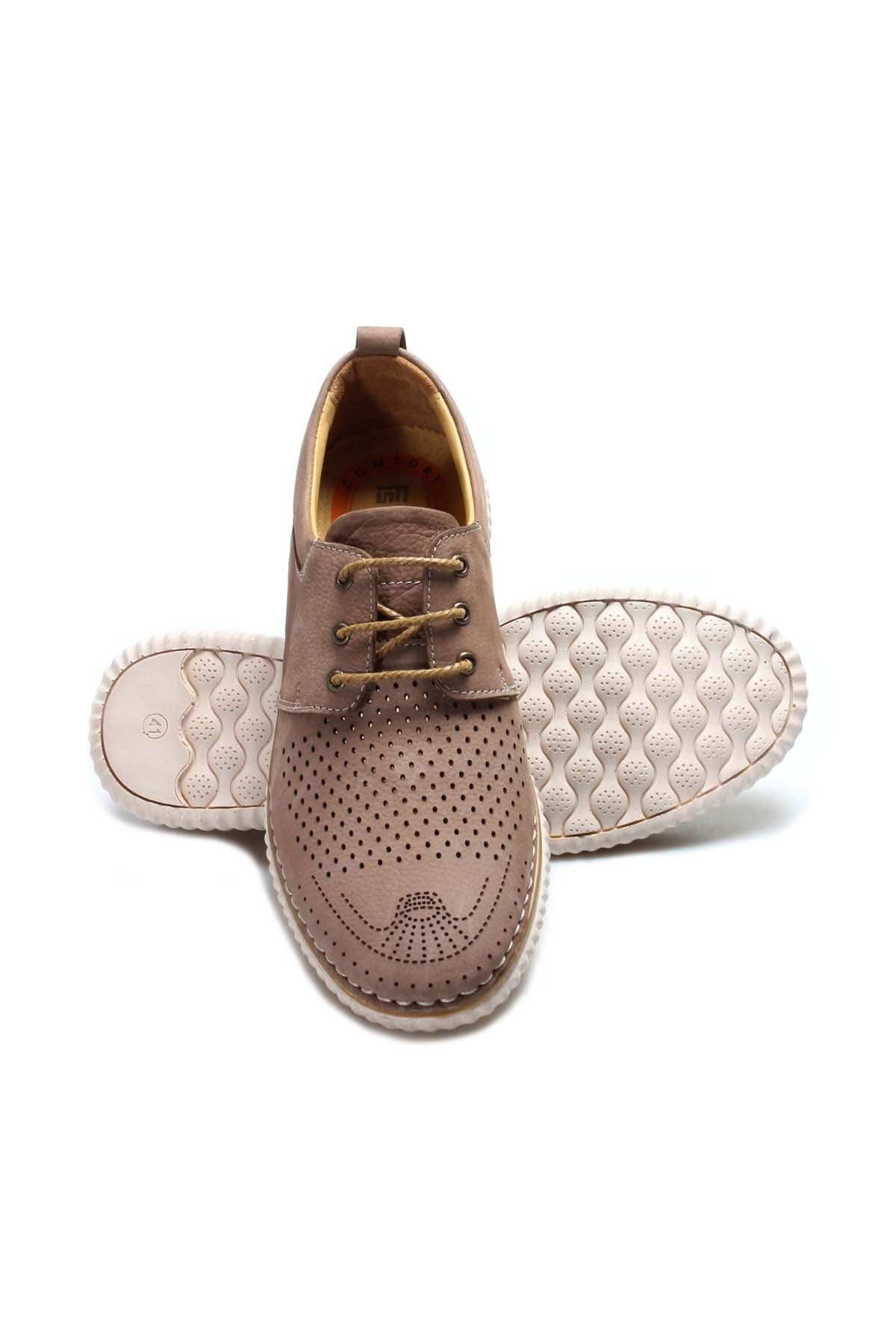 KOALA SYDNEY Men's Beige Perforated Casual Lace-Up Shoes