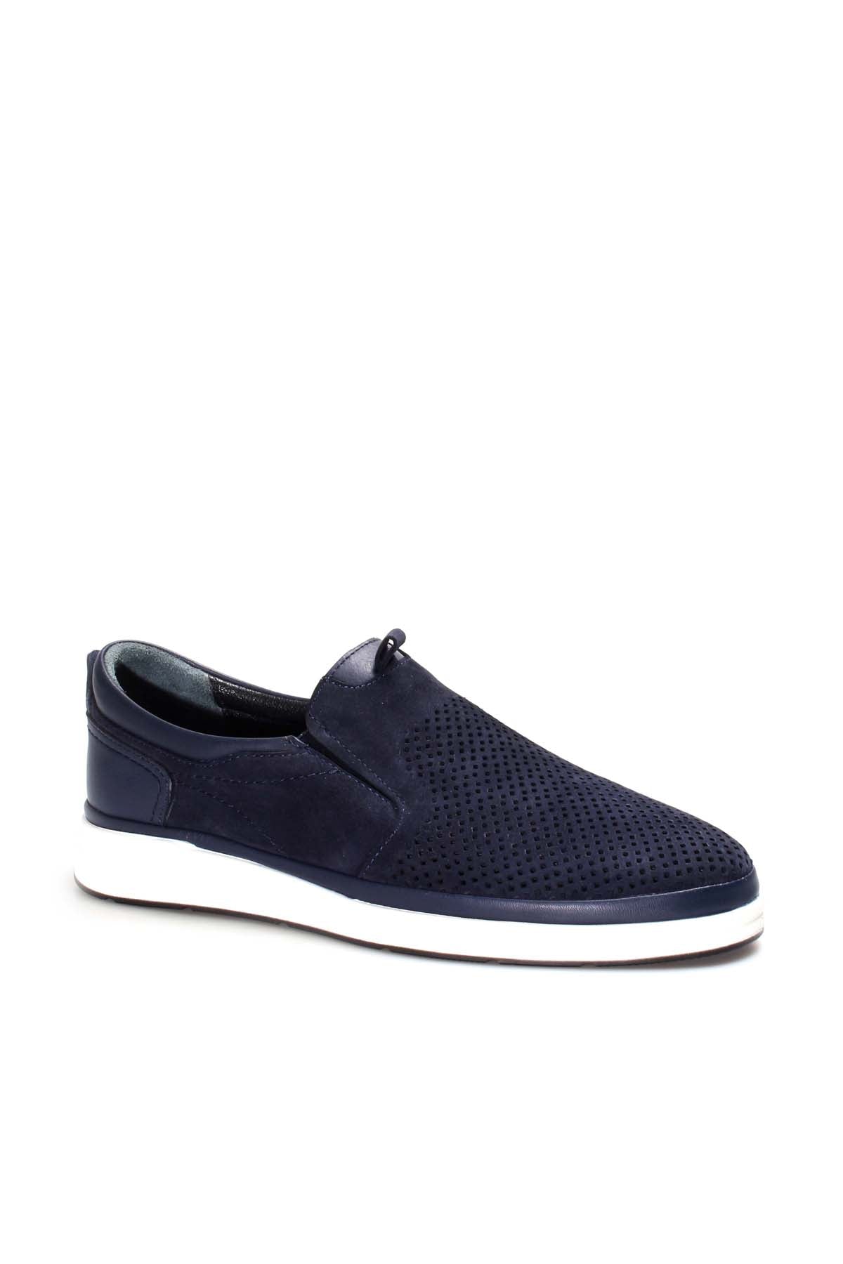 KOALA SYDNEY Navy Perforated Slip-On Loafers-Wessi