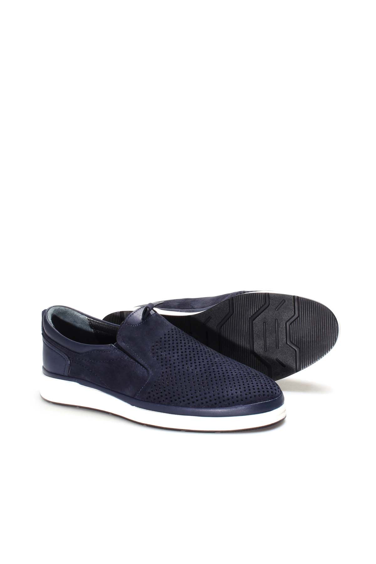 KOALA SYDNEY Navy Perforated Slip-On Loafers-Wessi