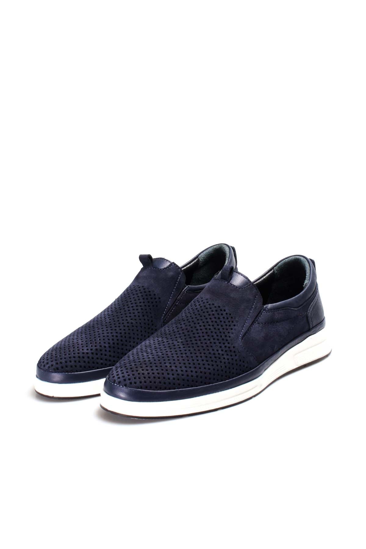 KOALA SYDNEY Navy Perforated Slip-On Loafers-Wessi