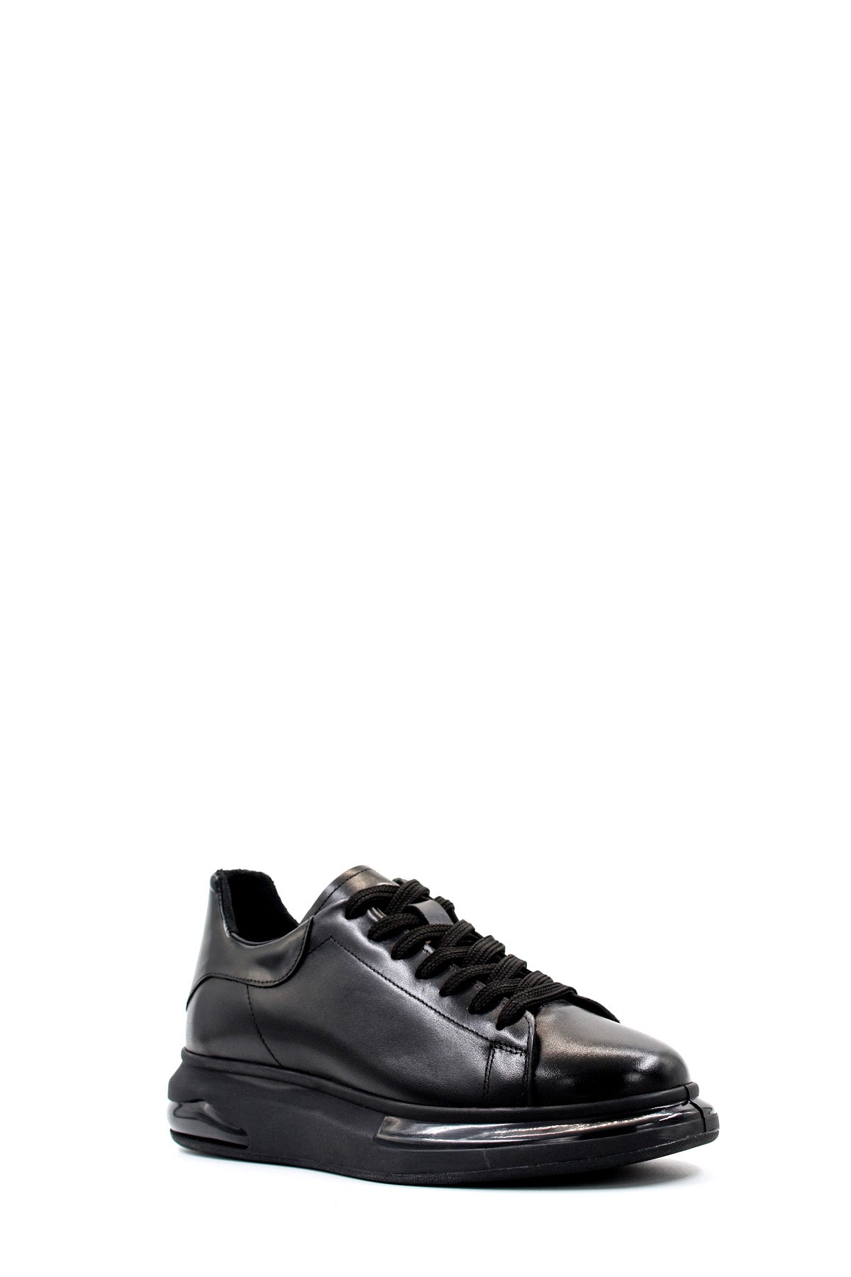 KOALA SYDNEY Men's Black Leather Sneakers with Cushioned Sole and Sleek Design
