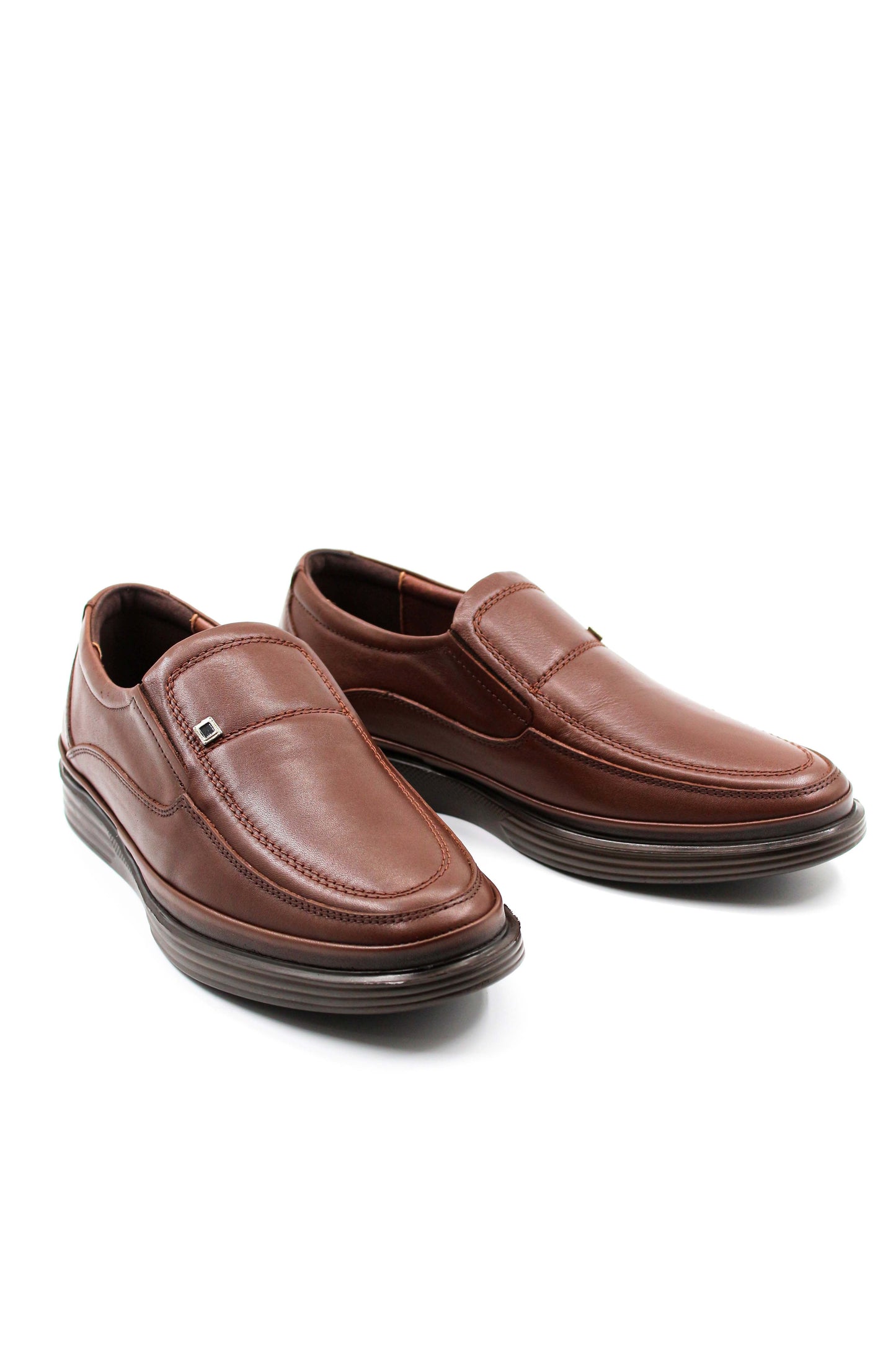 KOALA SYDNEY Men's Brown Leather Slip-On Loafers with Cushioned Sole