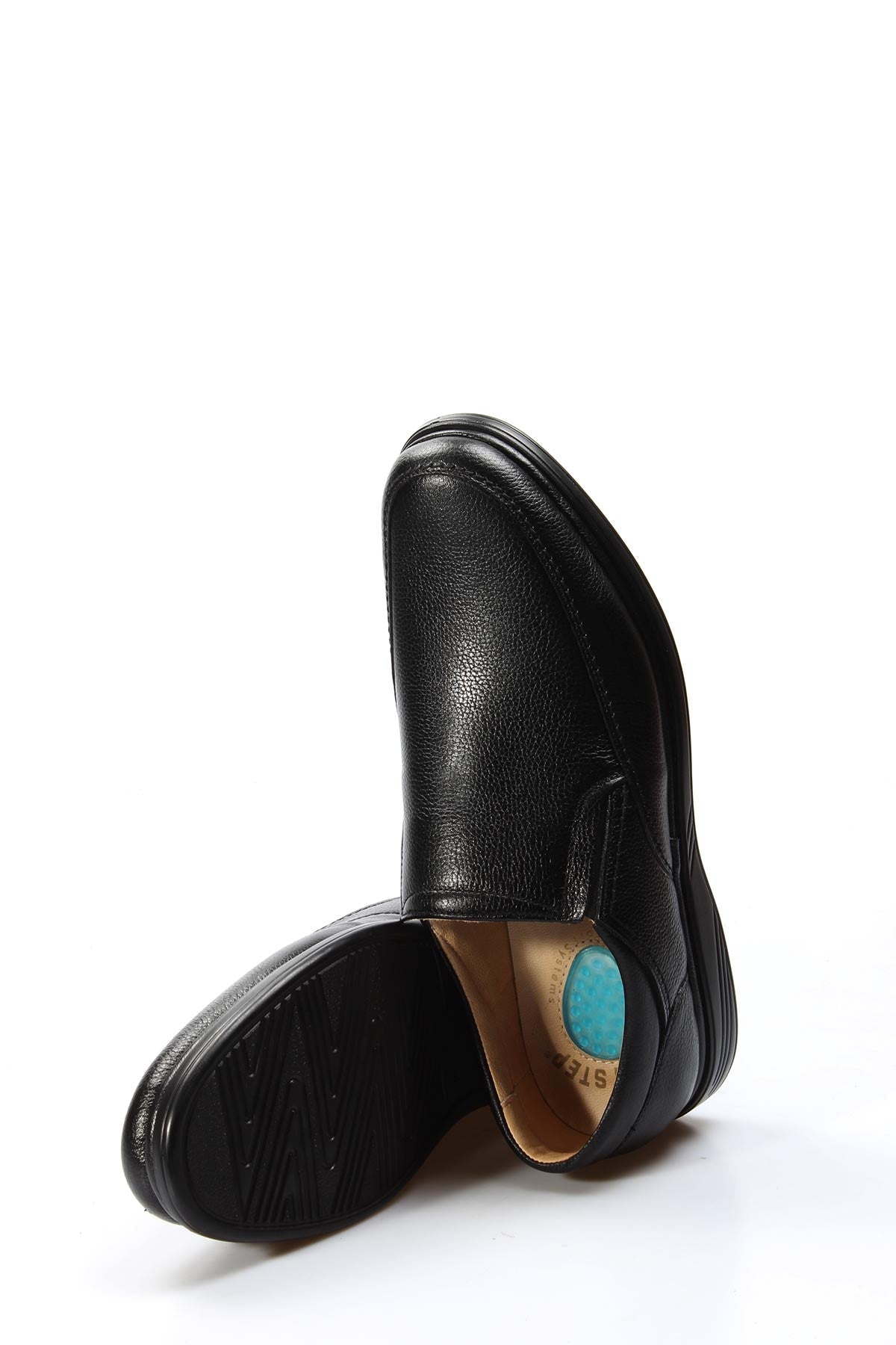 KOALA SYDNEY Men's Black Leather Slip-On Shoes with Cushioned Sole