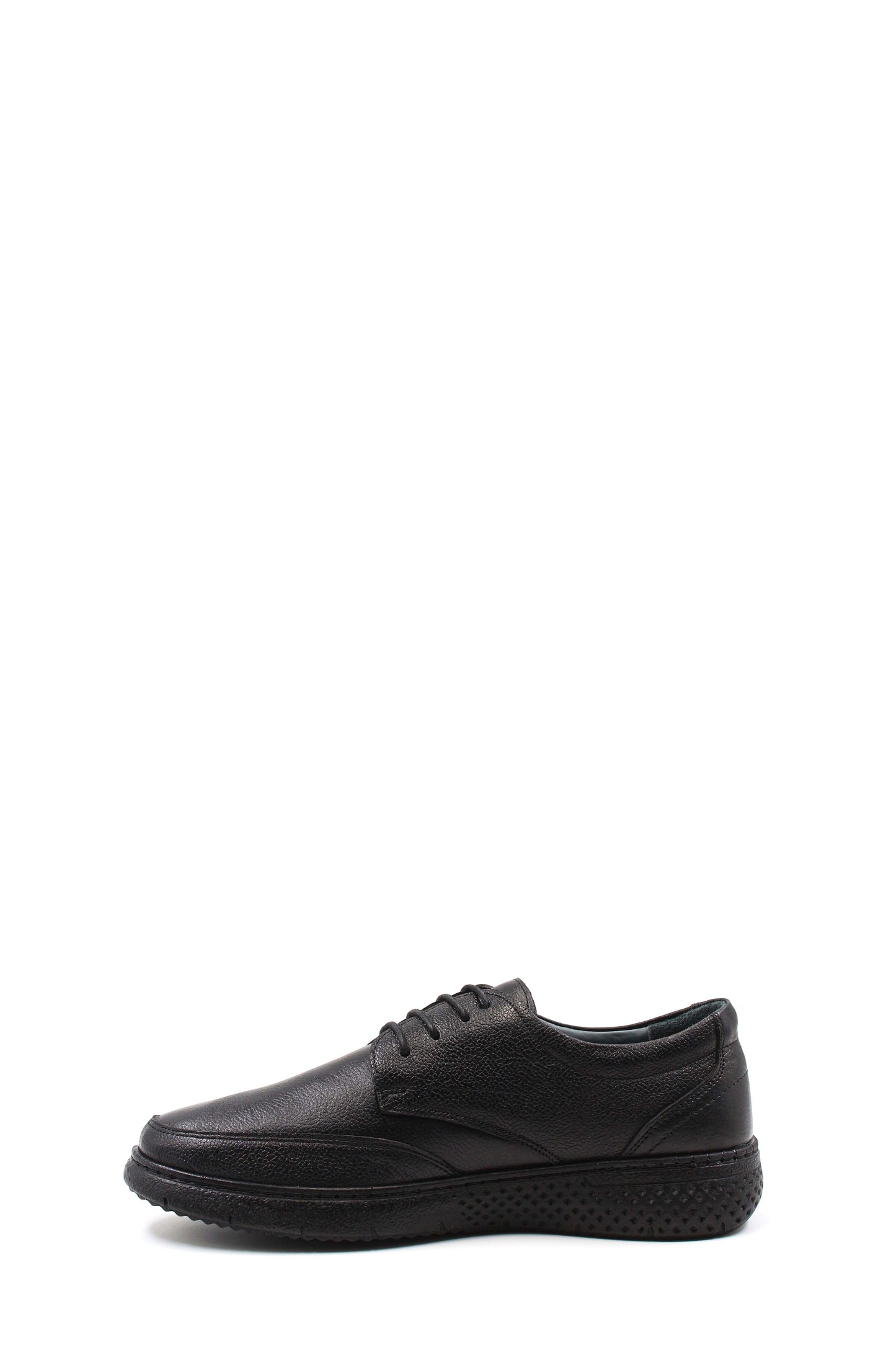 KOALA SYDNEY Men's Black Textured Leather Lace-Up Shoes with Cushioned Sole and Patterned Outsole