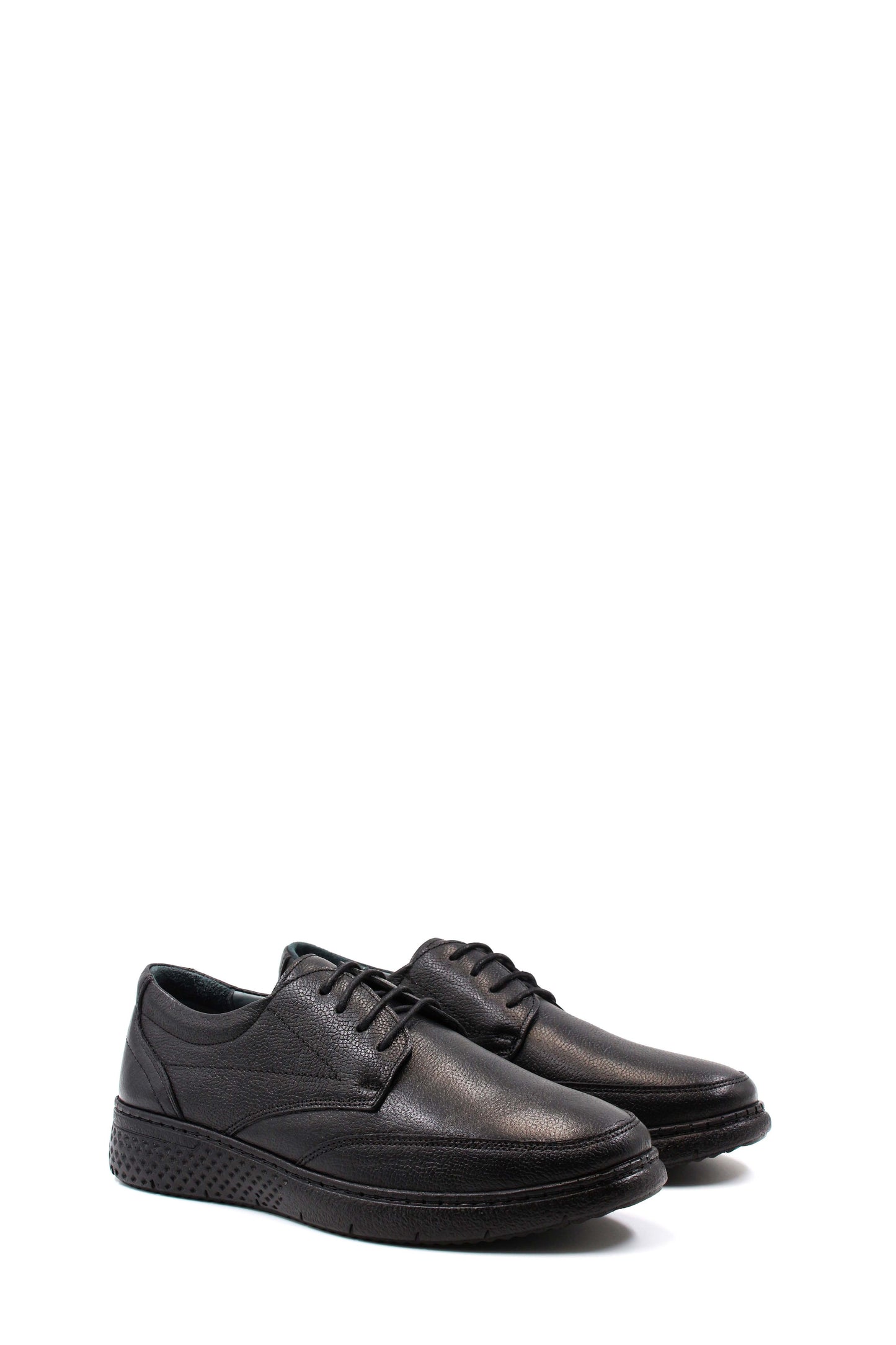 KOALA SYDNEY Men's Black Textured Leather Lace-Up Shoes with Cushioned Sole and Patterned Outsole