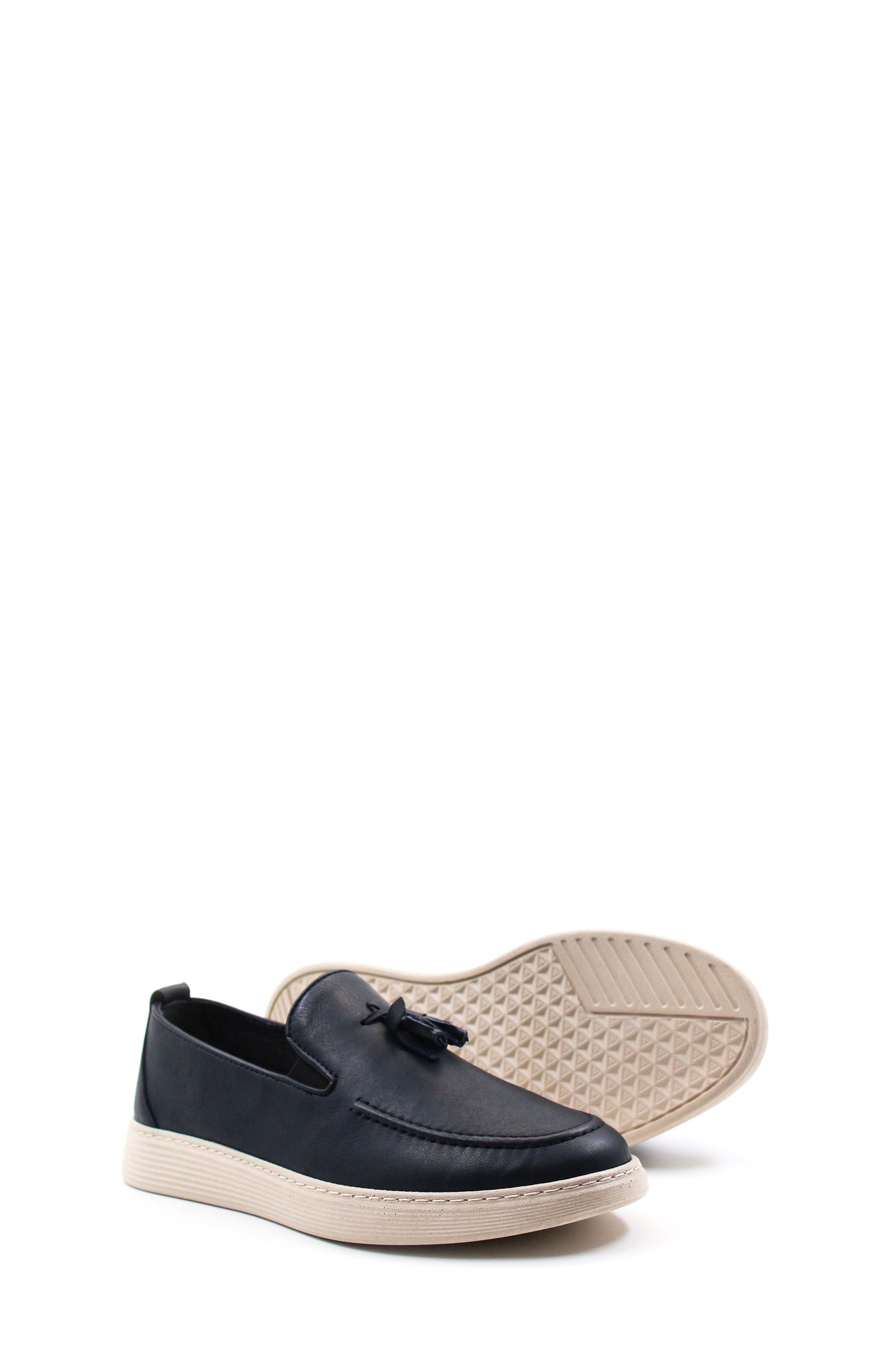 KOALA SYDNEY Men's Navy Blue Leather Tassel Loafers-Wessi