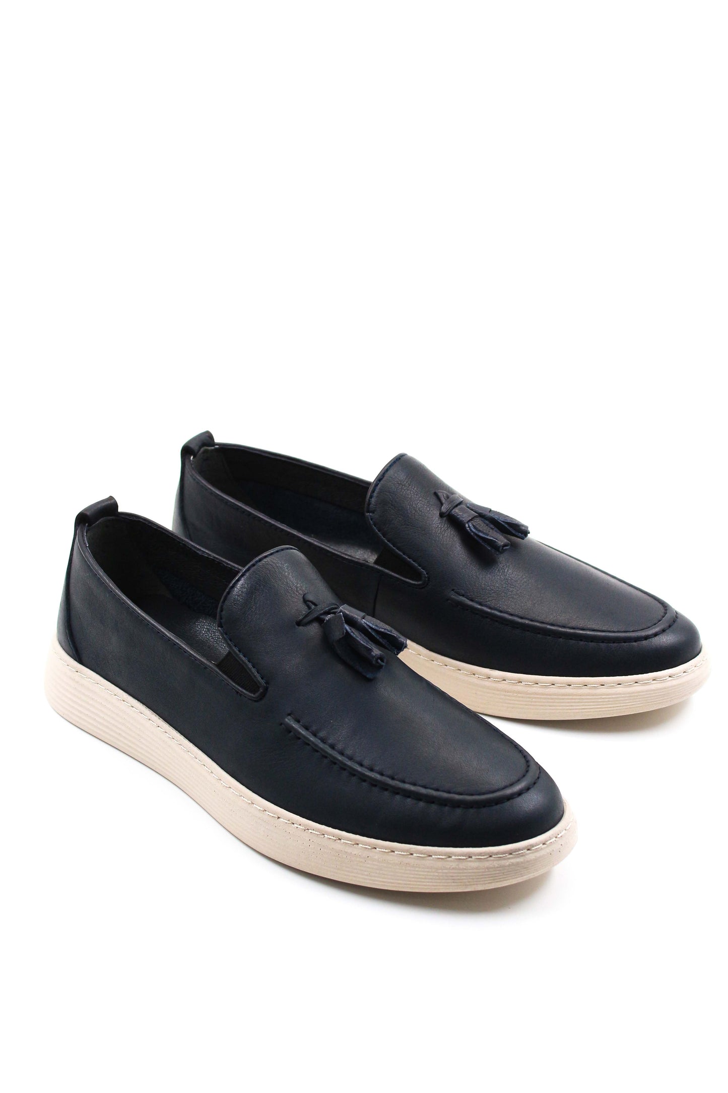 KOALA SYDNEY Men's Navy Blue Leather Tassel Loafers-Wessi