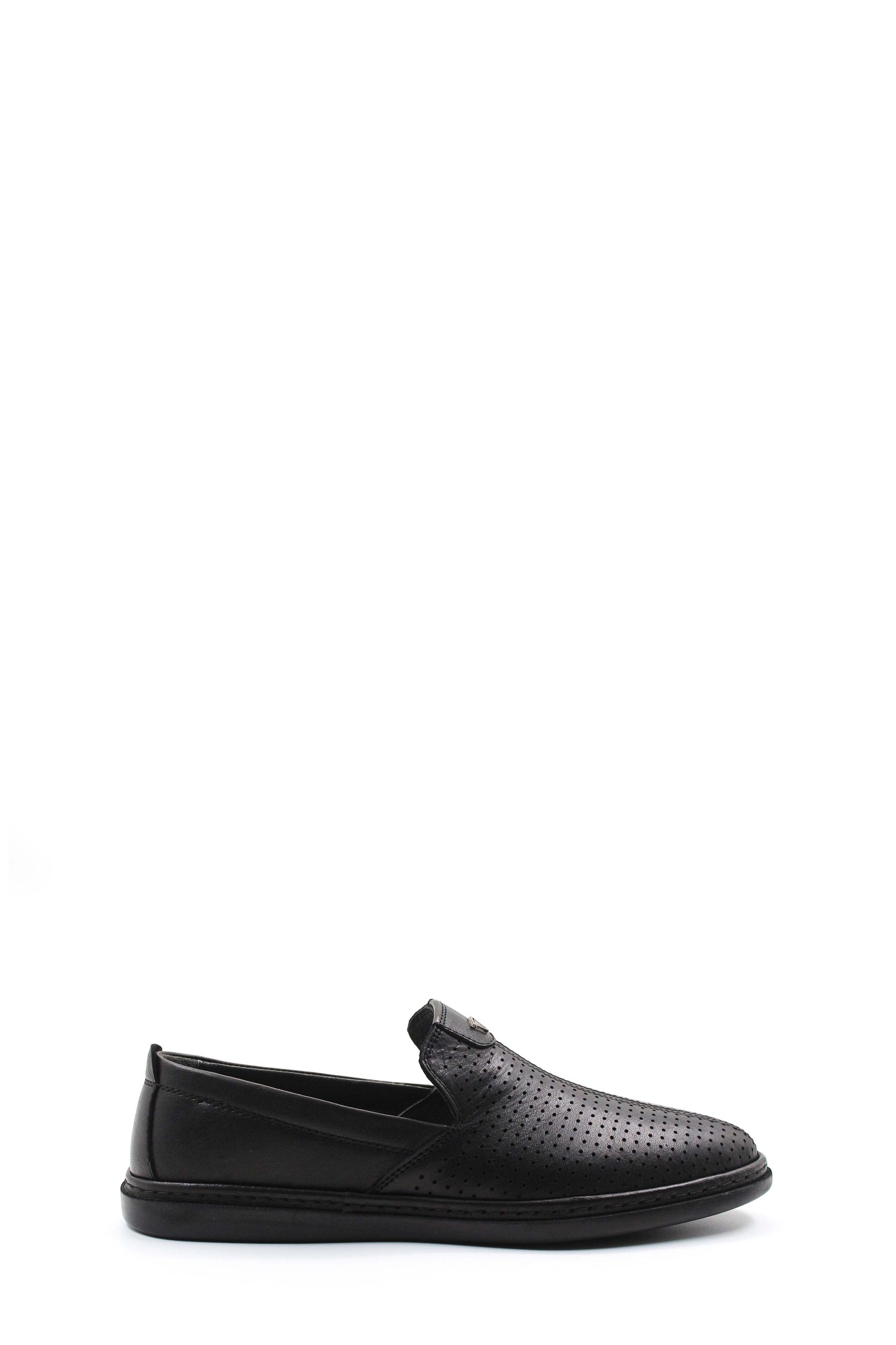 Perforated Black Slip-Ons-Wessi
