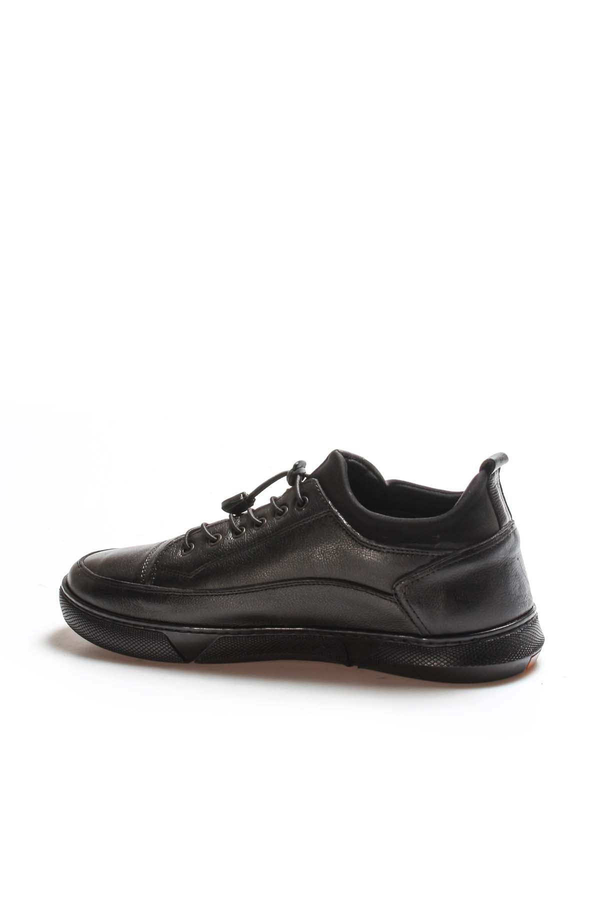 KOALA SYDNEY Men's Black Leather Sneakers with Lace-Up Closure and Textured Sole