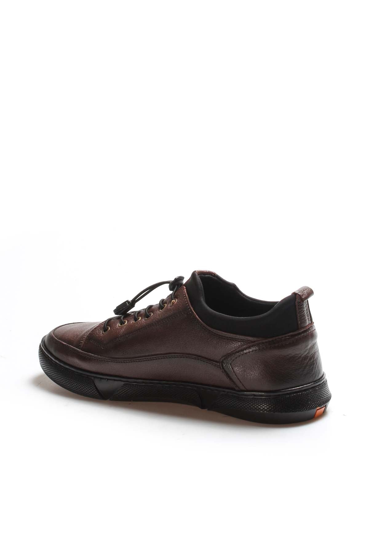 Men's Brown Leather Lace-Up Shoes with Durable Sole