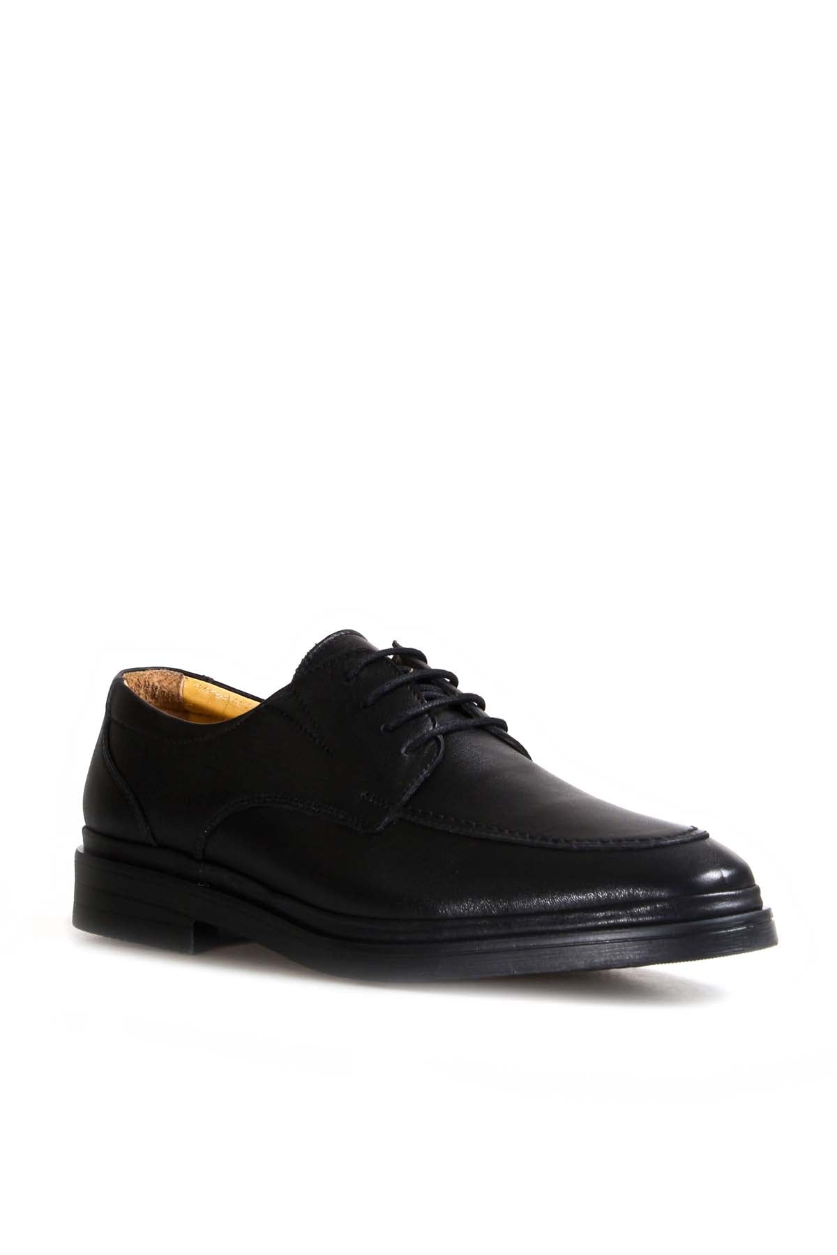 KOALA SYDNEY Men's Black Leather Derby Shoes with Moc Toe Stitching