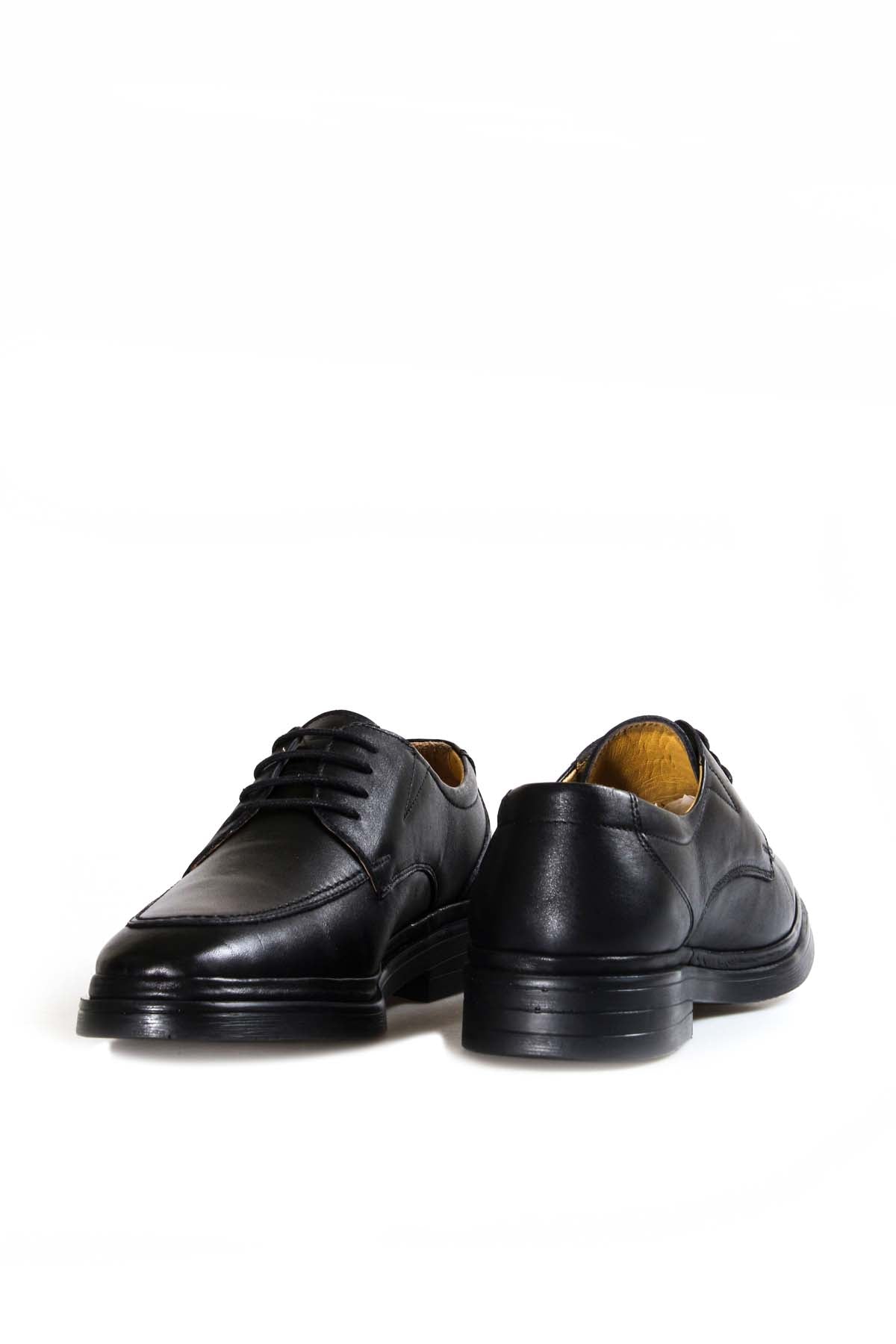 KOALA SYDNEY Men's Black Leather Derby Shoes with Moc Toe Stitching