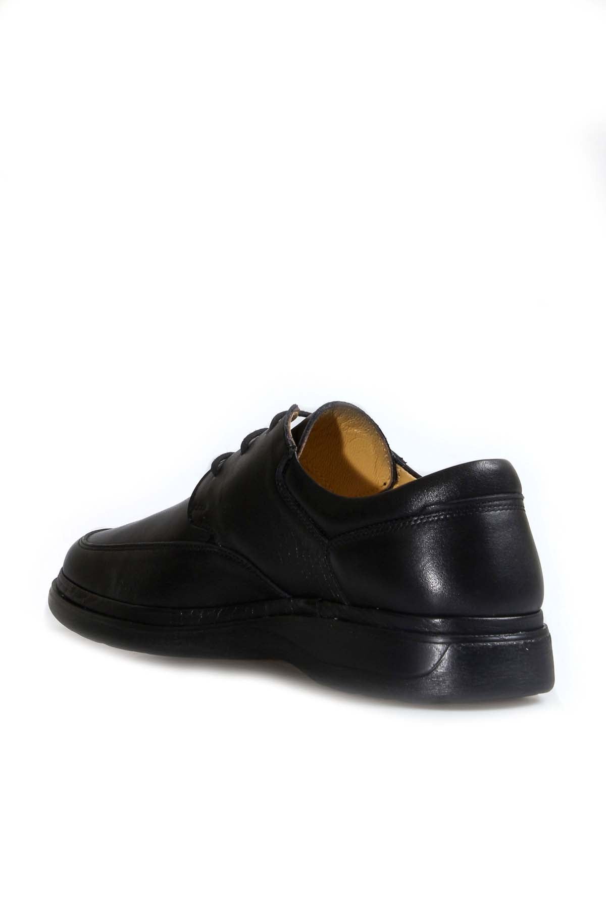 Men's Black Leather Lace-Up Shoes with Cushioned Sole