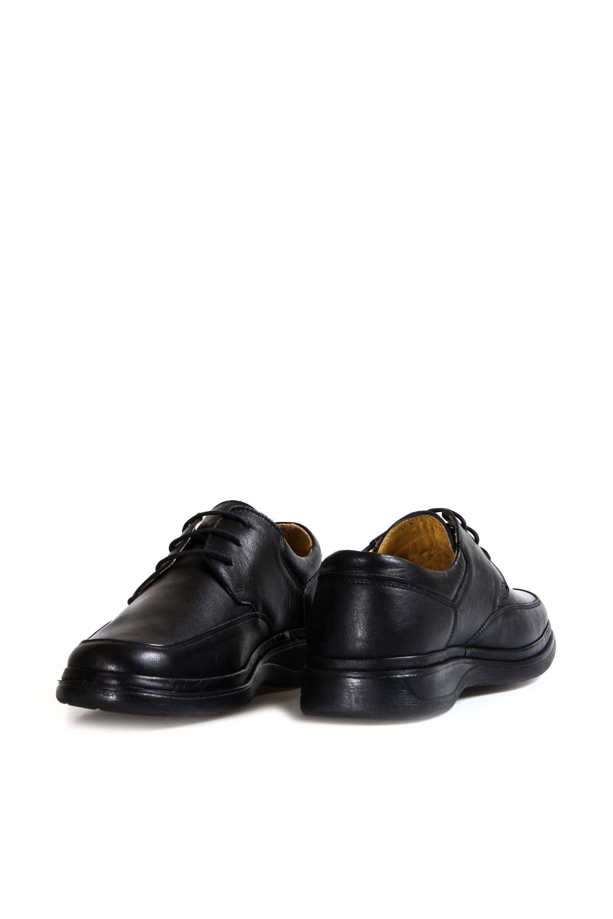 Men's Black Leather Lace-Up Shoes with Cushioned Sole