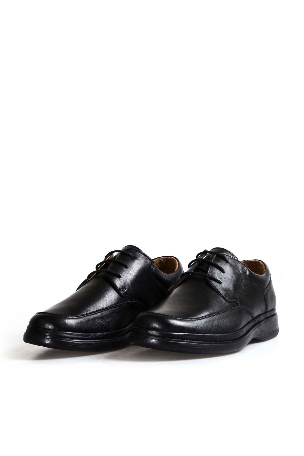 Men's Black Leather Lace-Up Shoes with Cushioned Sole