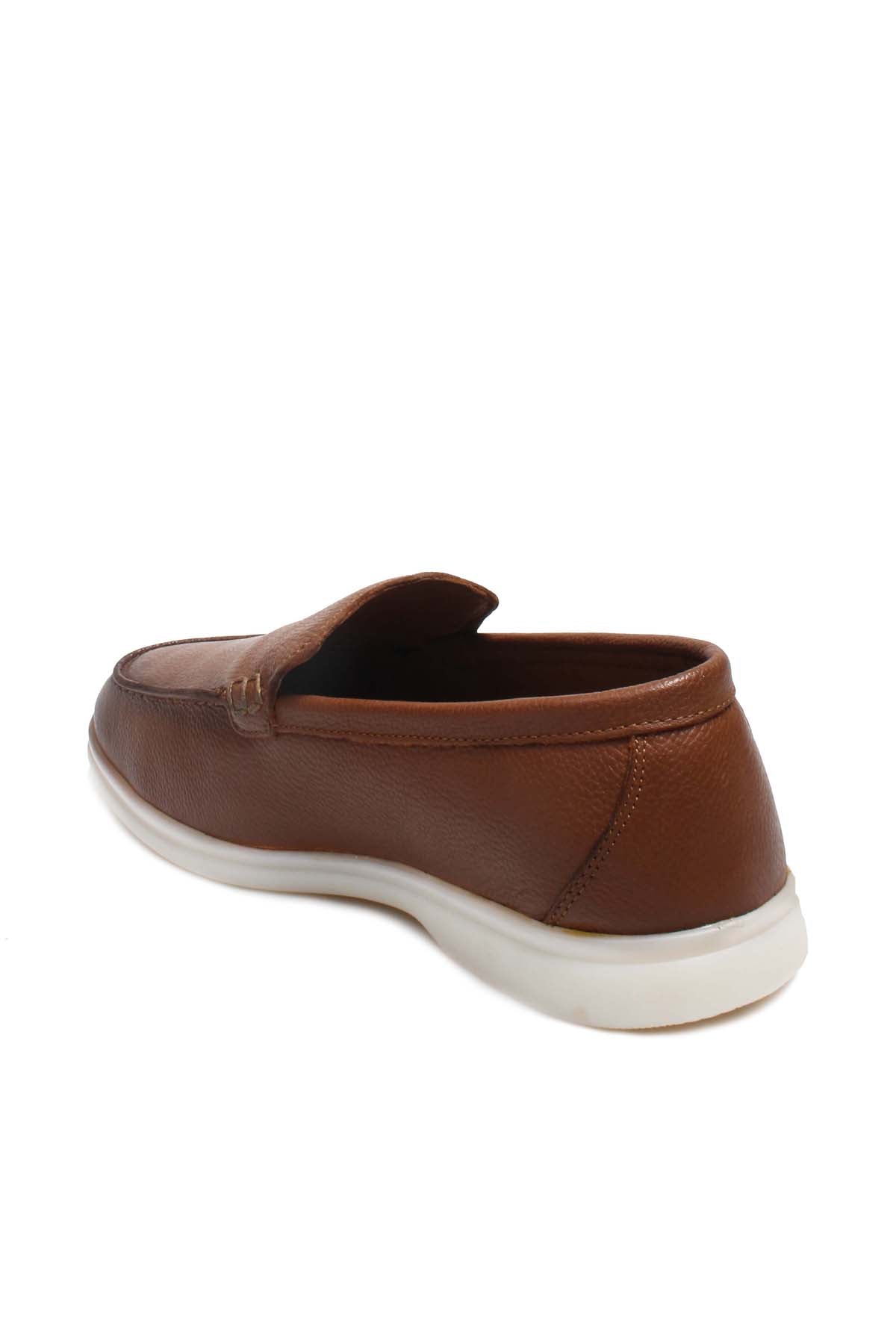 KOALA SYDNEY Men's Brown Pebbled Leather Slip-On Loafers with White Sole