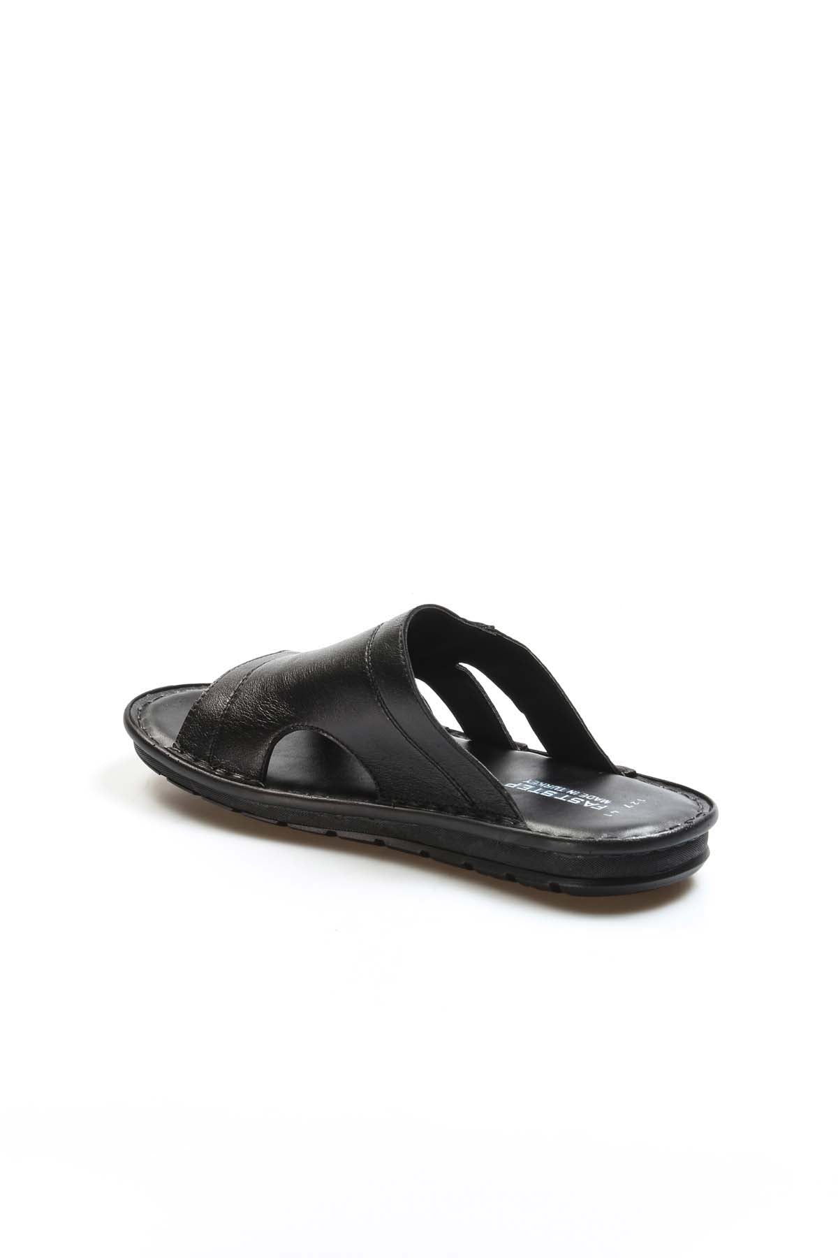 Black Leather Slide Sandals Wessi