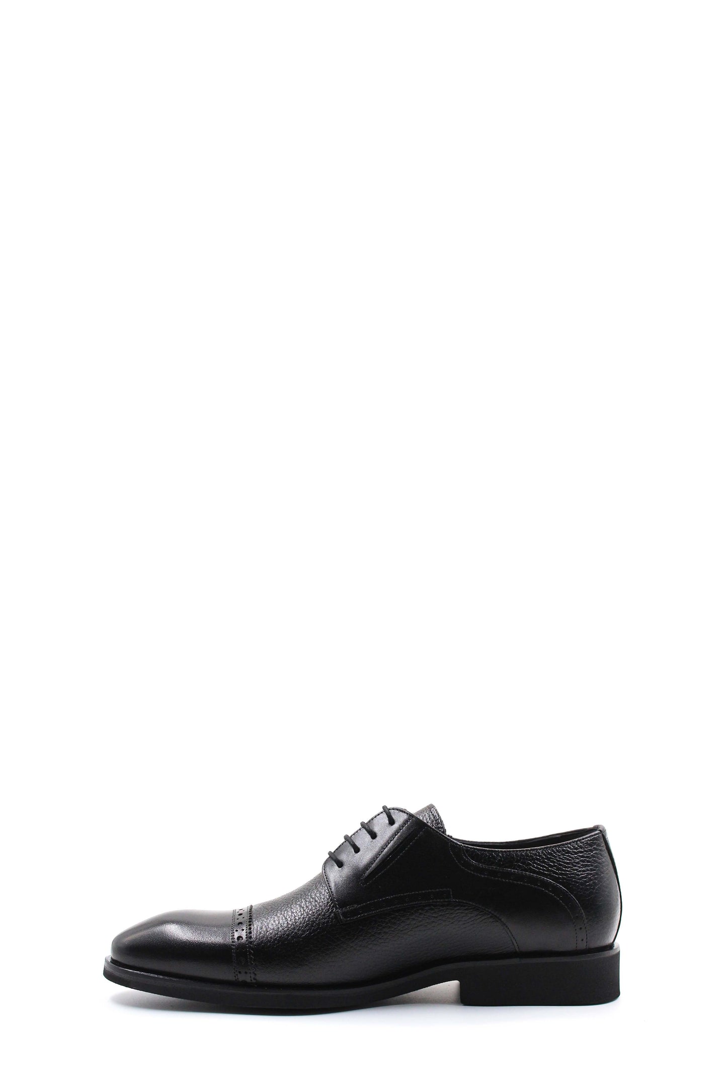 KOALA SYDNEY Men's Black Leather Oxford Shoes with Textured Design and Brogue Detailing