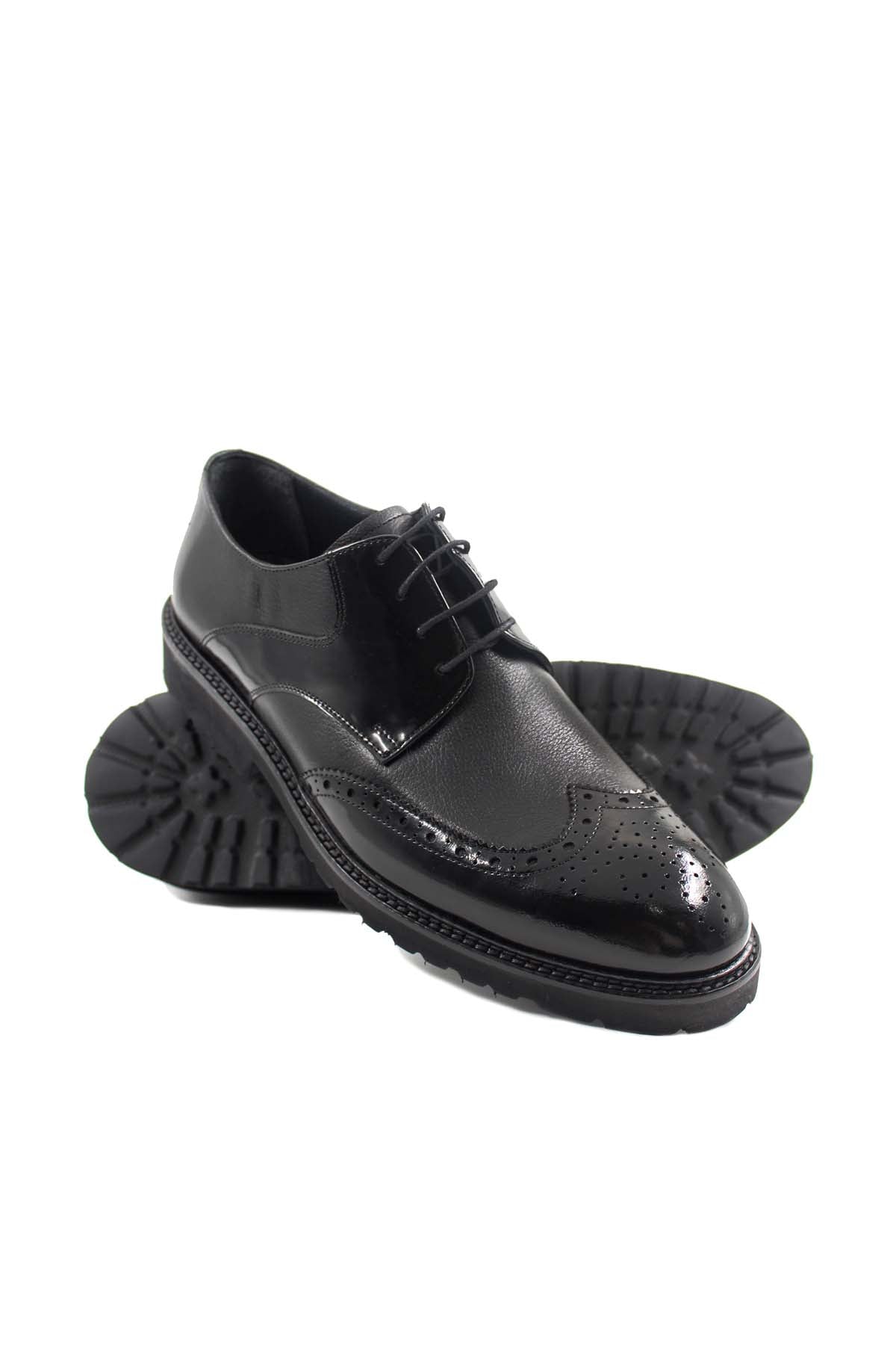 KOALA SYDNEY Men's Black Leather Brogue Oxford Shoes with Sturdy Sole