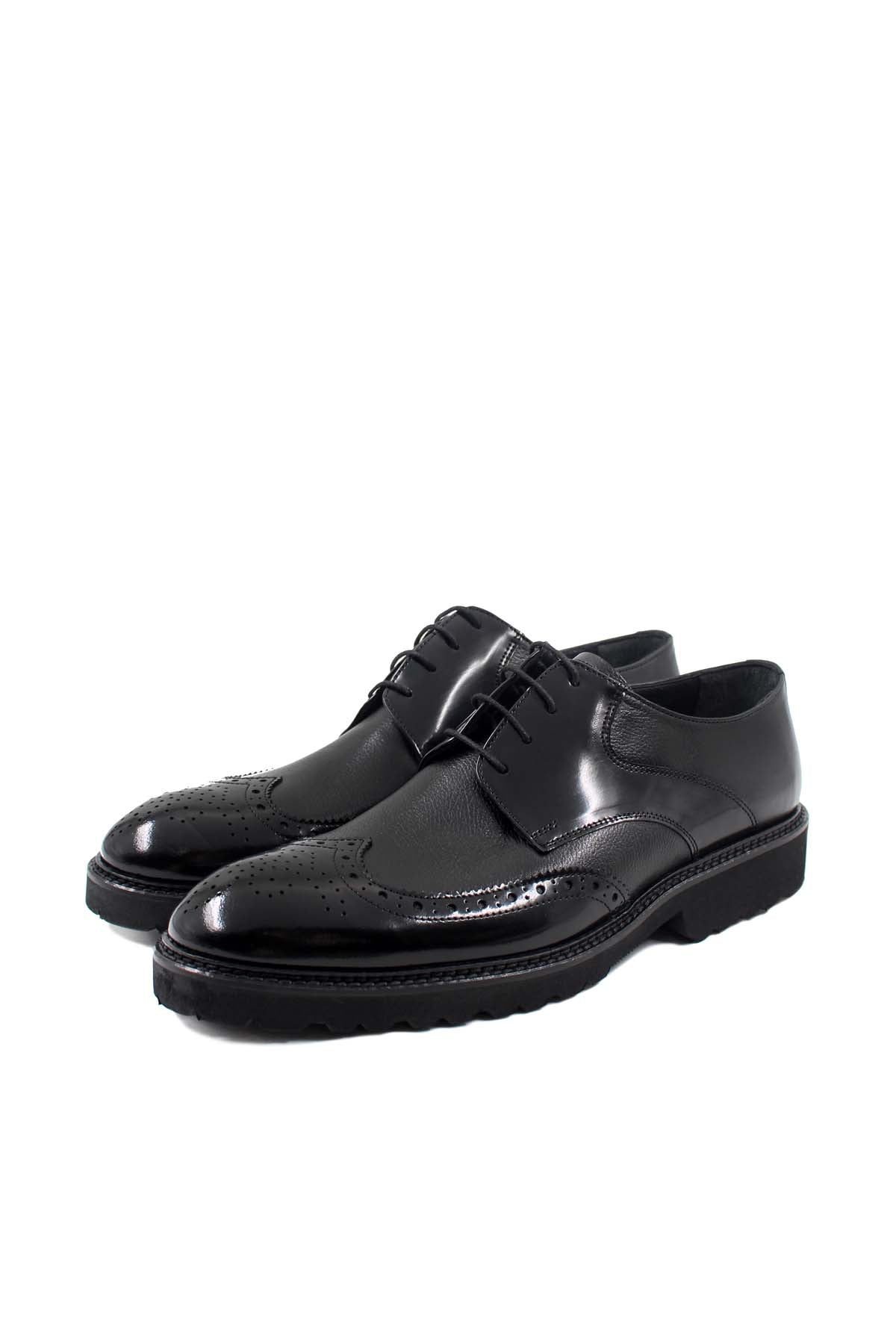KOALA SYDNEY Men's Black Leather Brogue Oxford Shoes with Sturdy Sole