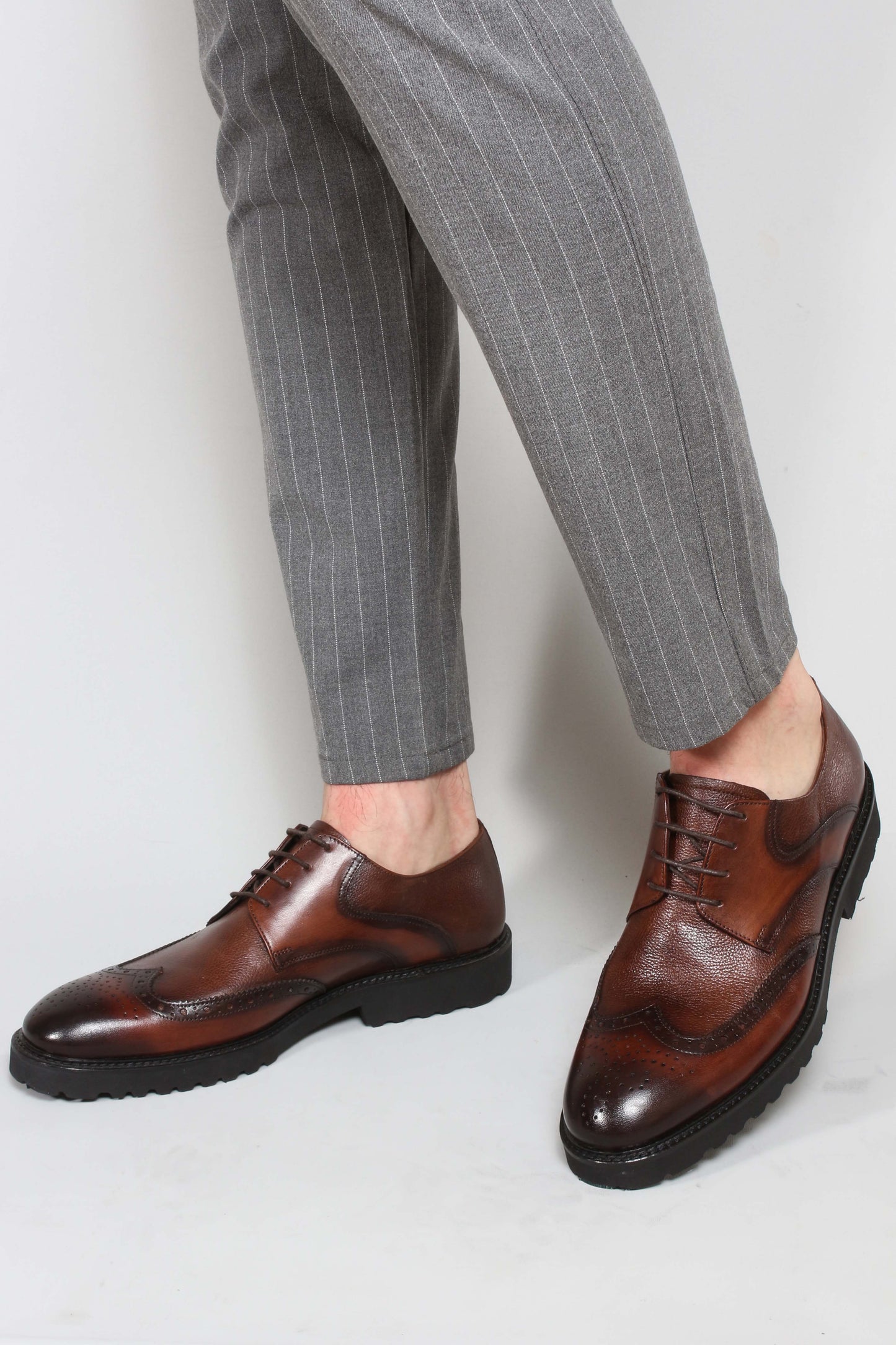 KOALA SYDNEY Men's Brown Leather Brogue Dress Shoes