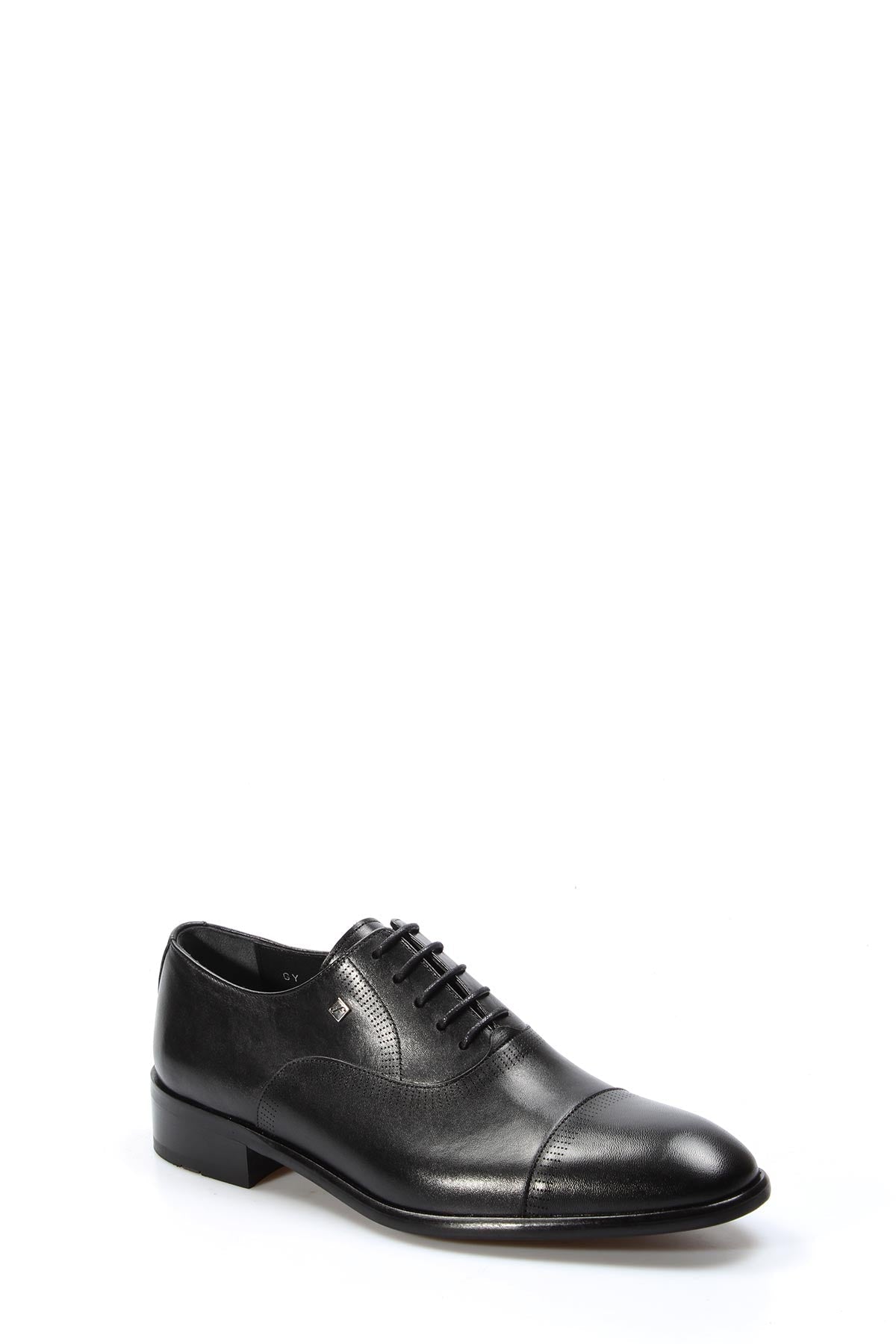 KOALA SYDNEY Men's Black Leather Cap-Toe Oxford Shoes