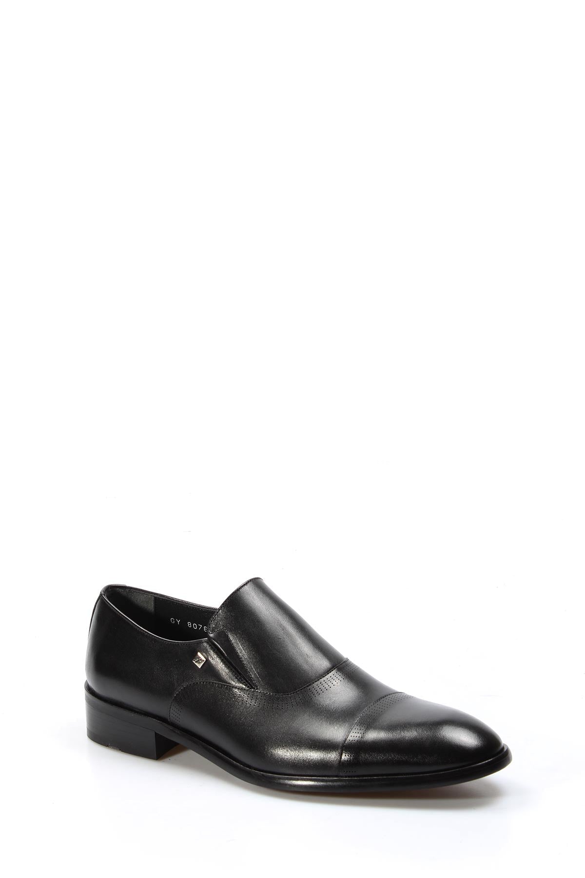 KOALA SYDNEY Men's Elegant Black Leather Slip-On Loafers with Cap Toe Design