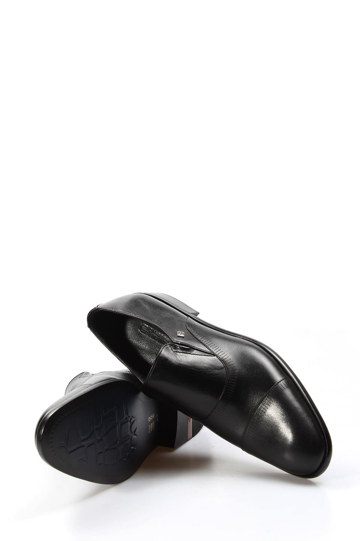 KOALA SYDNEY Men's Elegant Black Leather Slip-On Loafers with Cap Toe Design
