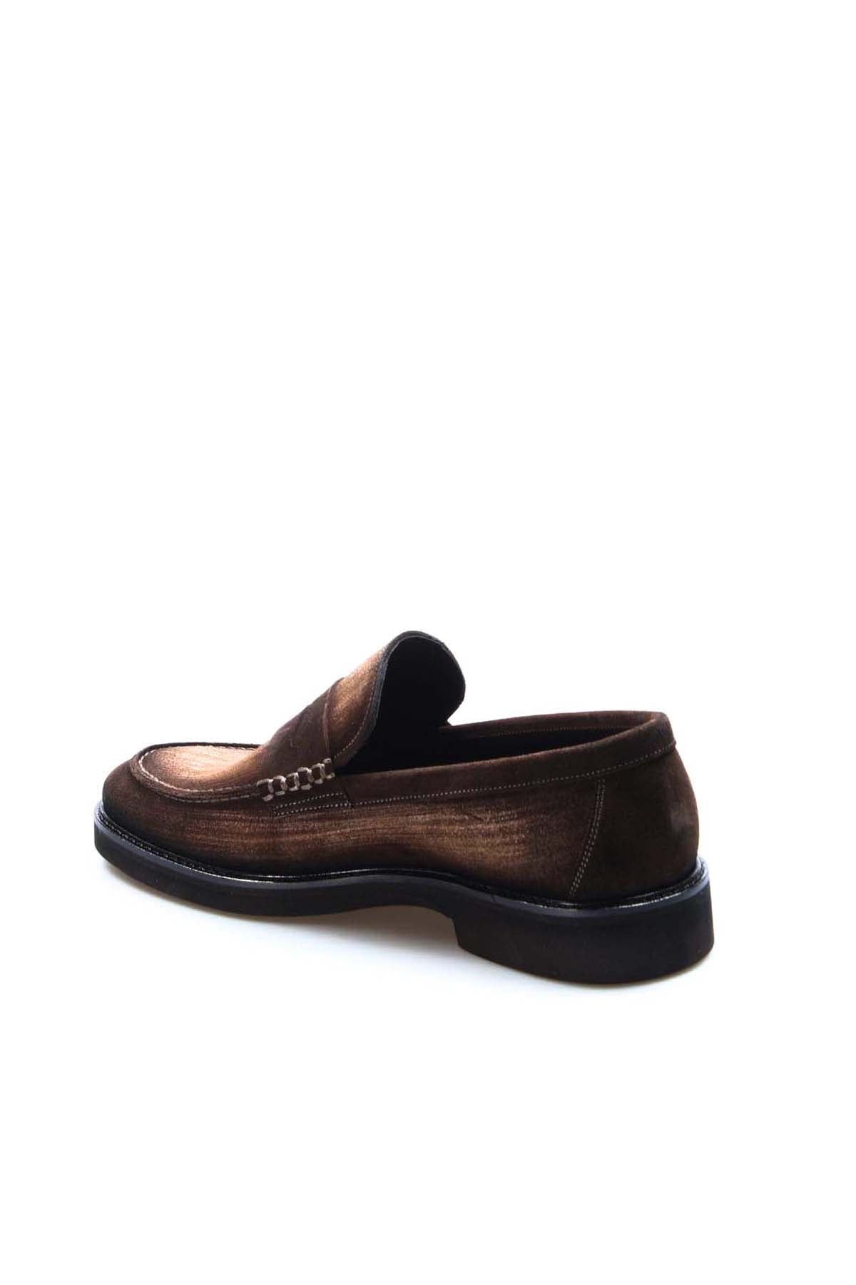 KOALA SYDNEY Men's Brown Suede Penny Loafers with Low Heel
