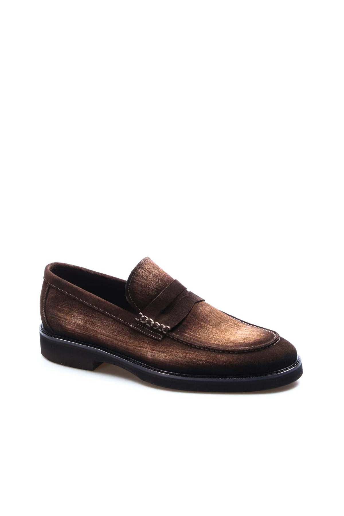 KOALA SYDNEY Men's Brown Suede Penny Loafers with Low Heel